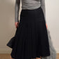 Pure virgin wool black pleated skirt