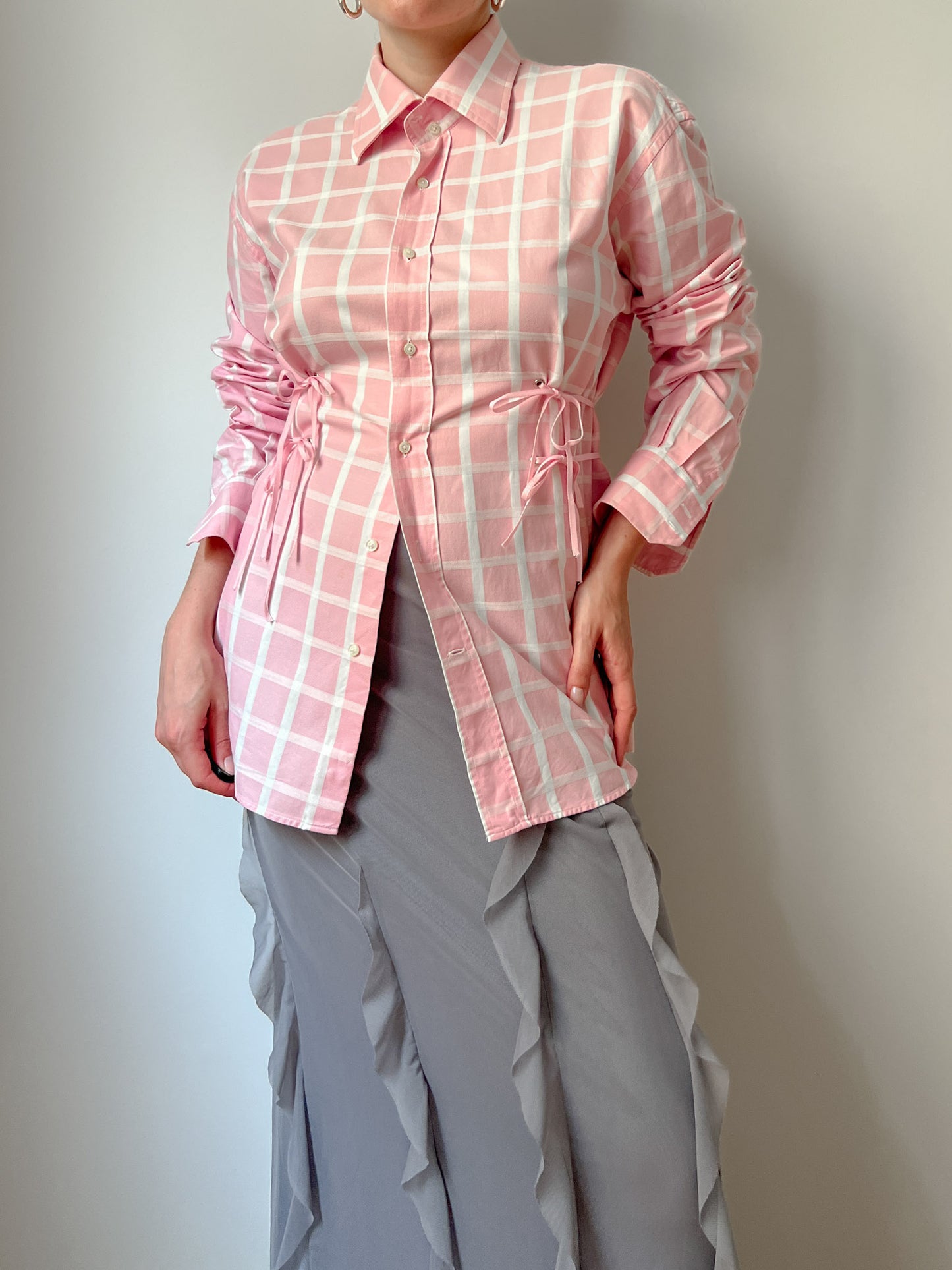 Isotta check pink cotton