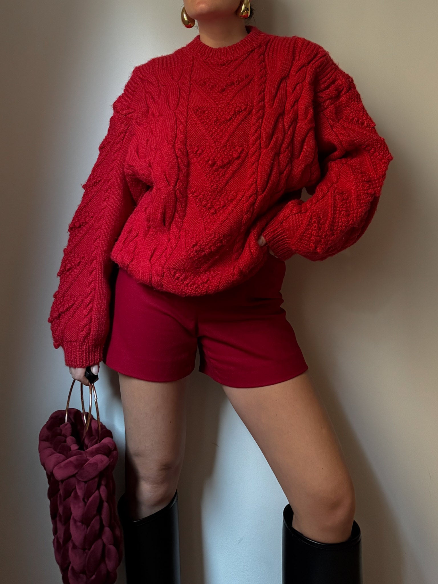 Pure wool red maxi pull