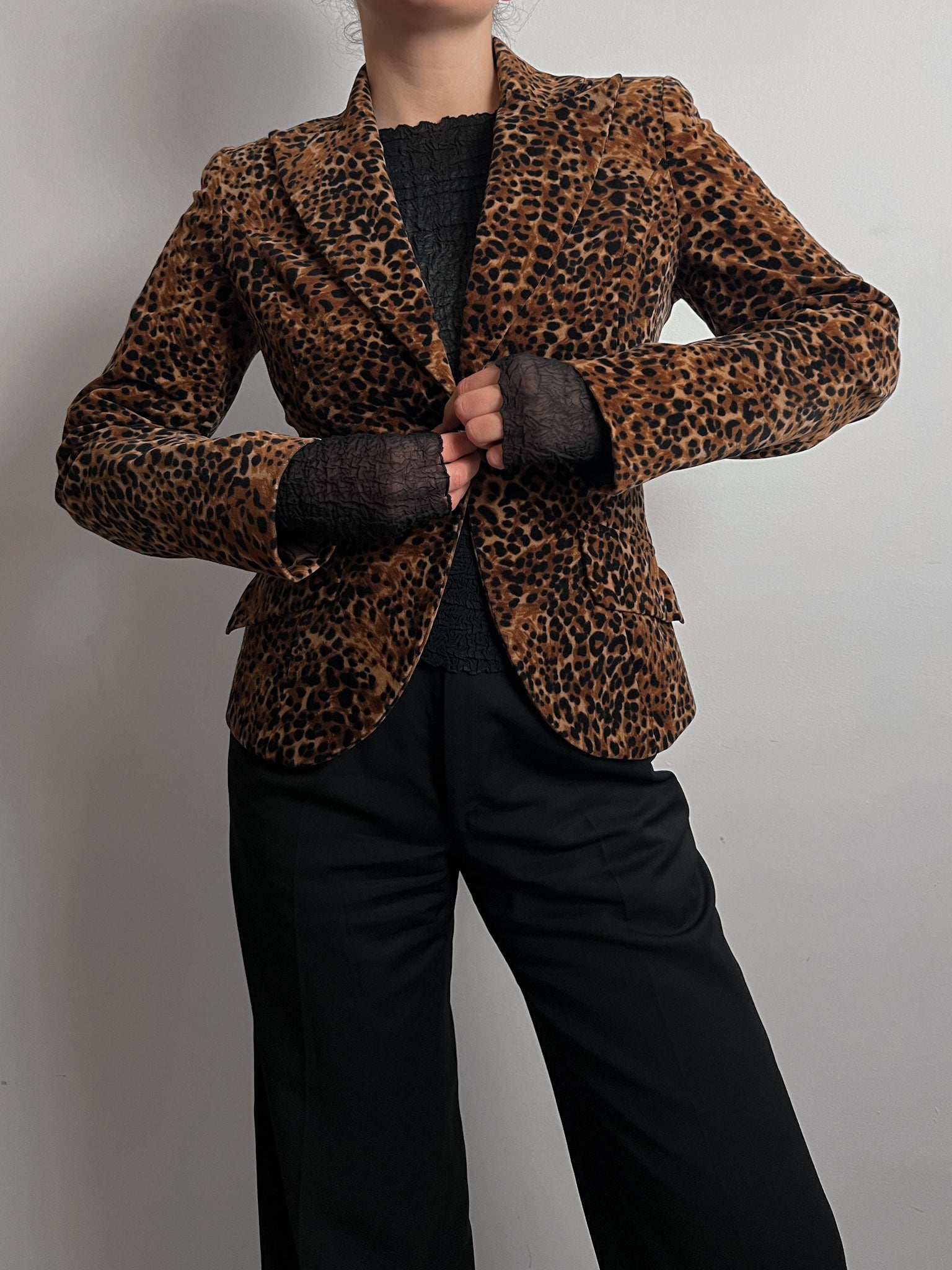Velvet animalier blazer