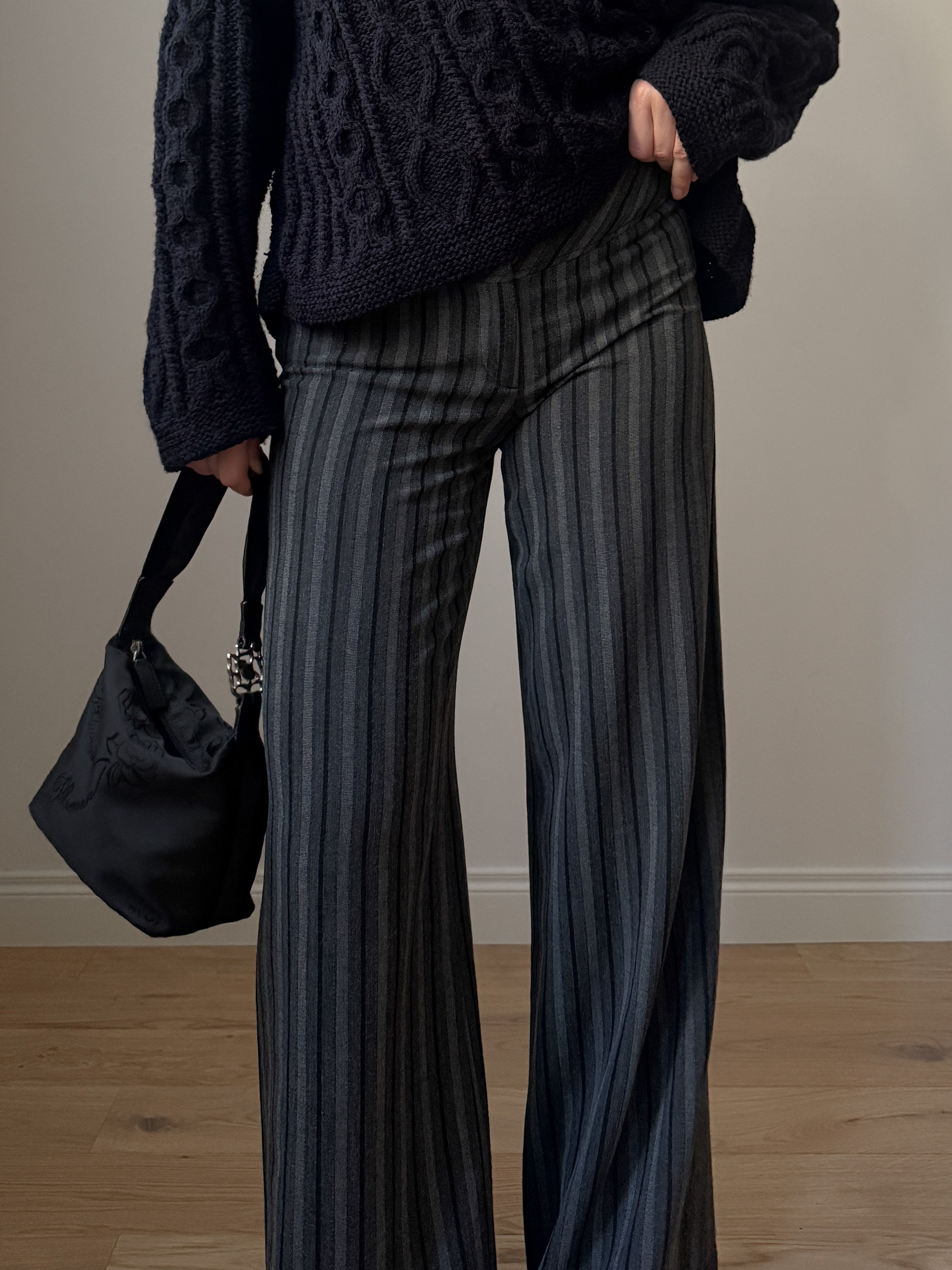 Wool and cotton striped pants