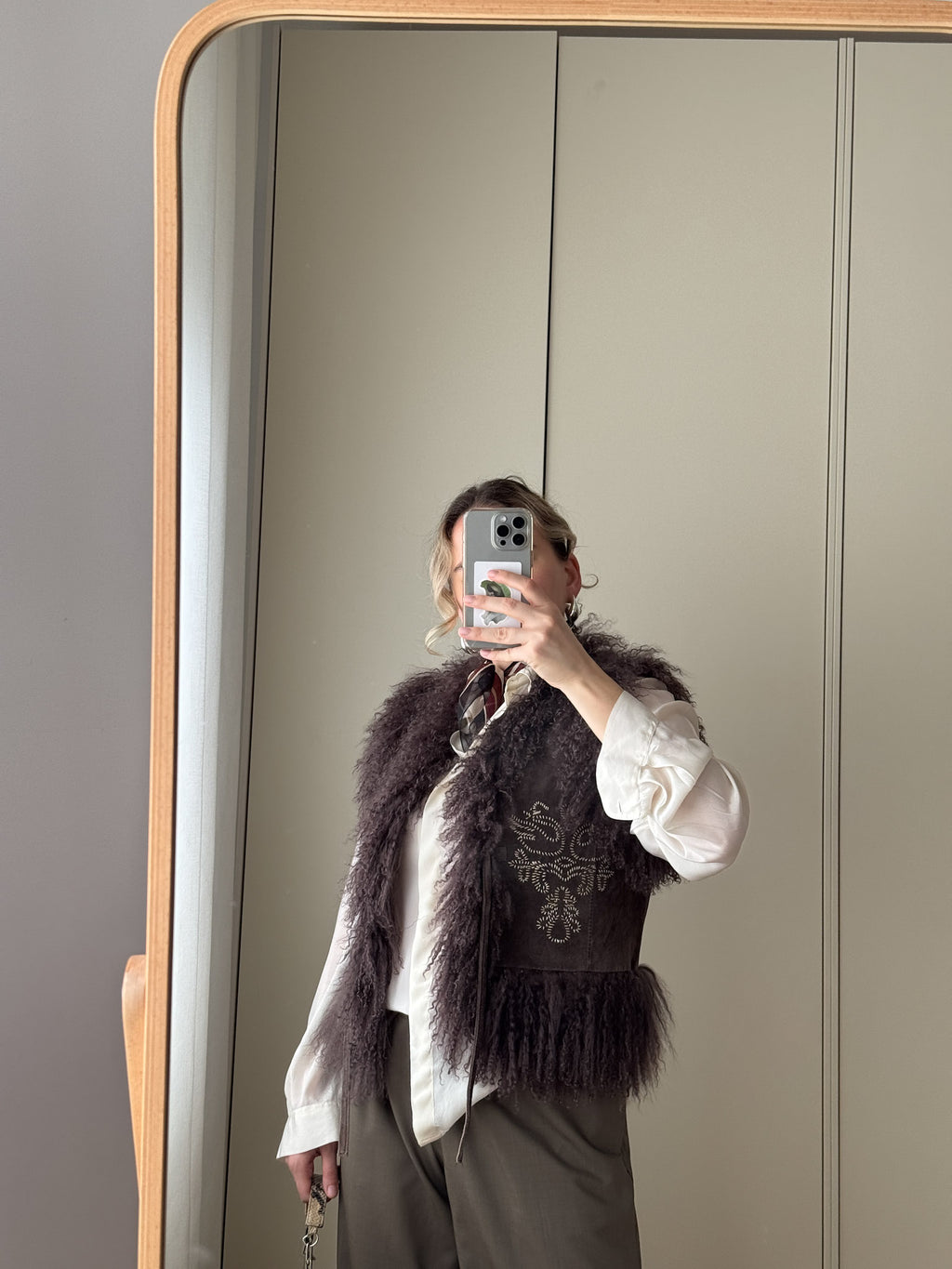 Mongolia and suede gilet
