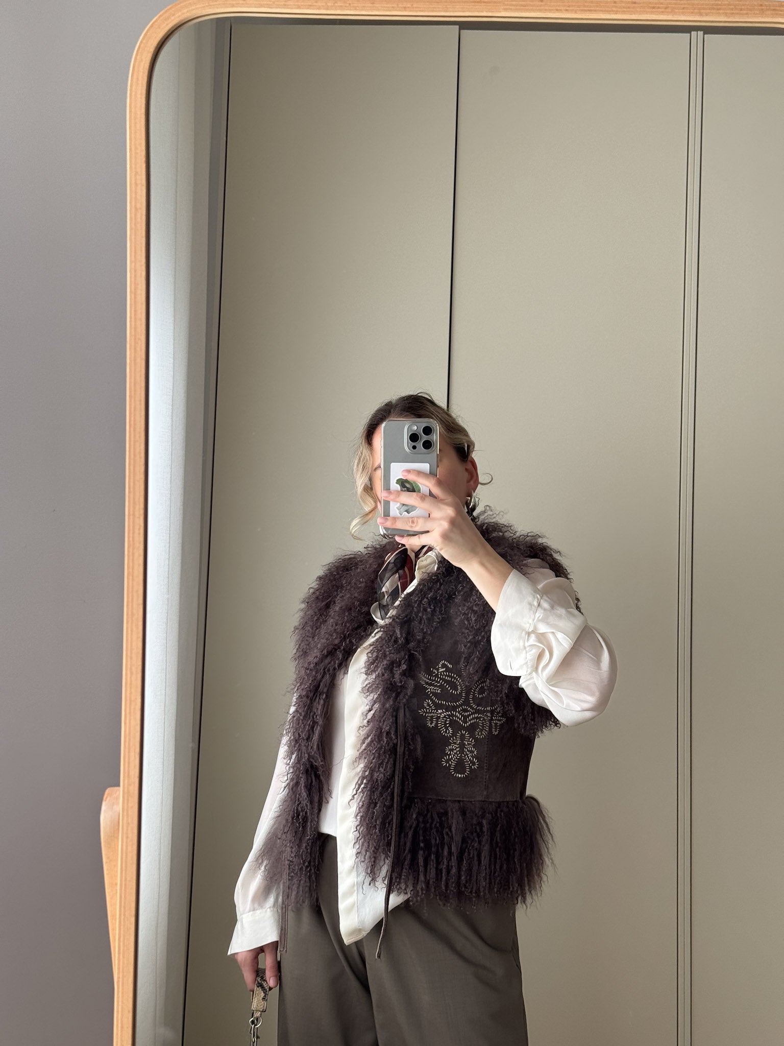 Mongolia and suede gilet