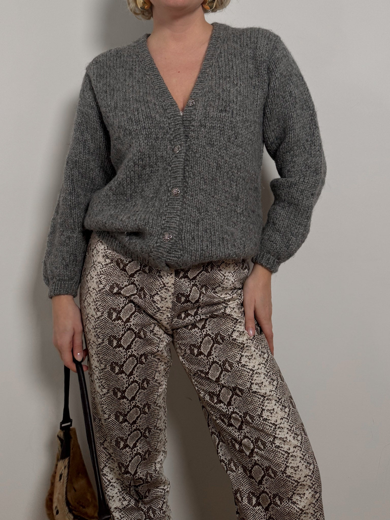 Pure wool grey cardigan