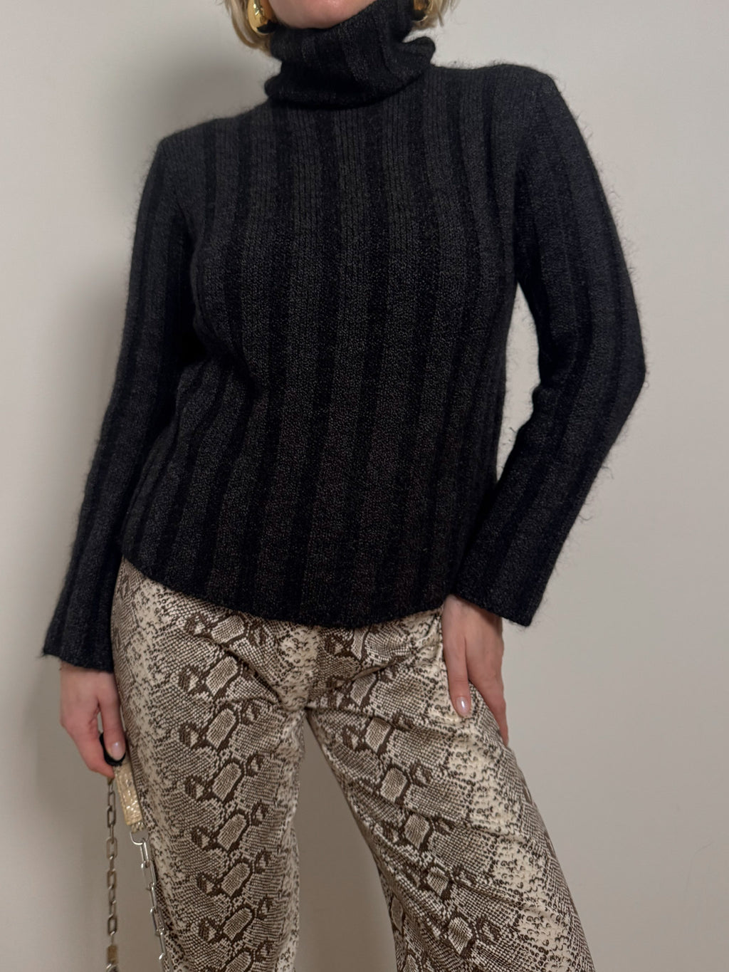 Max Mara wool and mohair anthracite pull