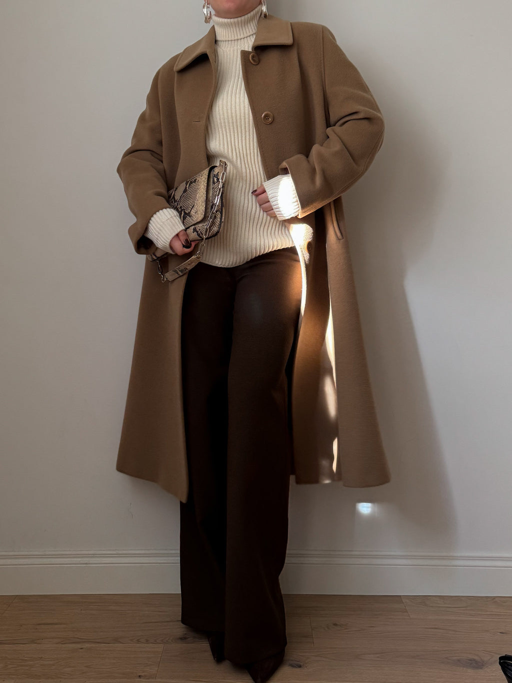 Pure wool camel long coat