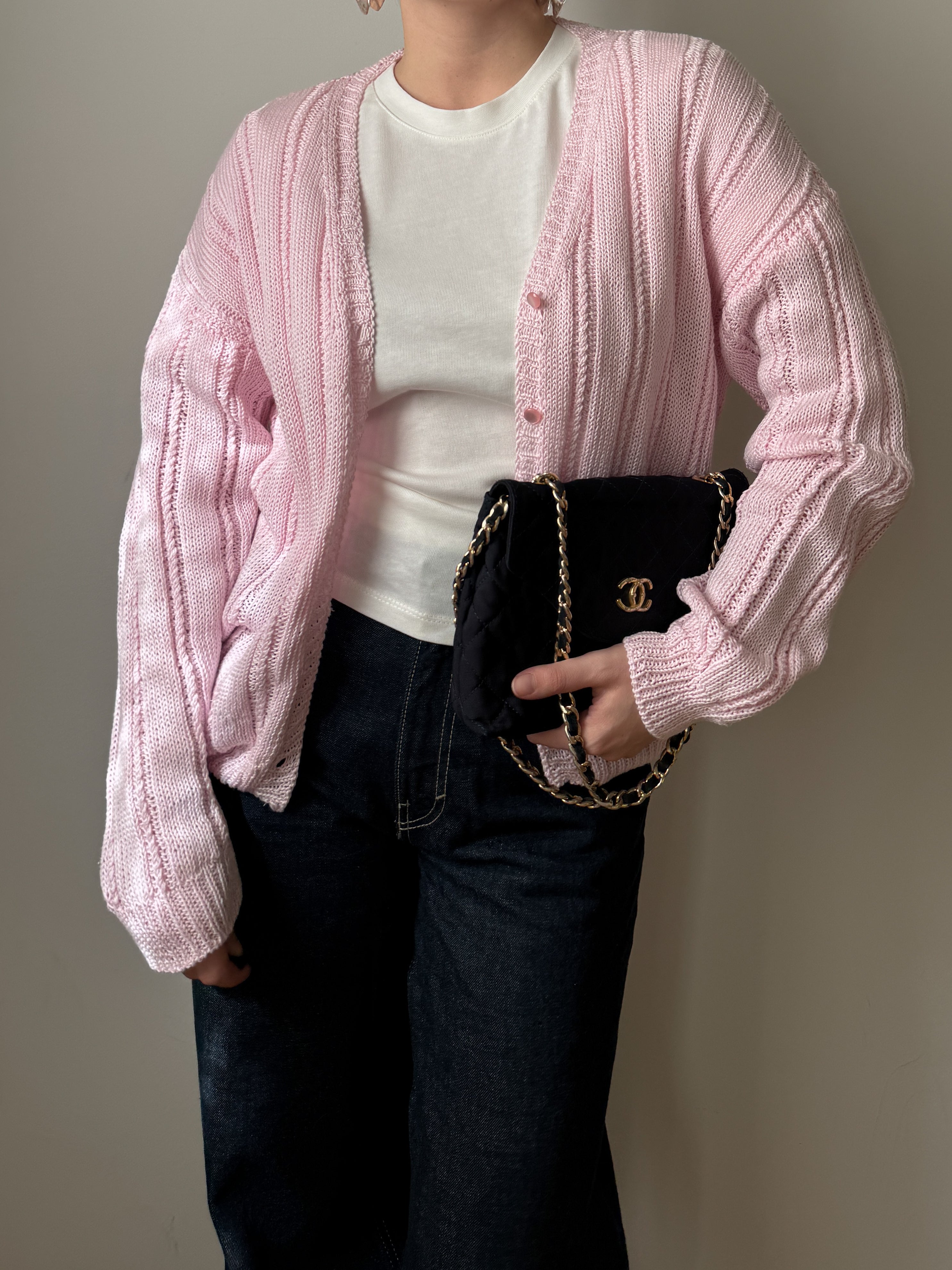 Pure cotton pink cardigan