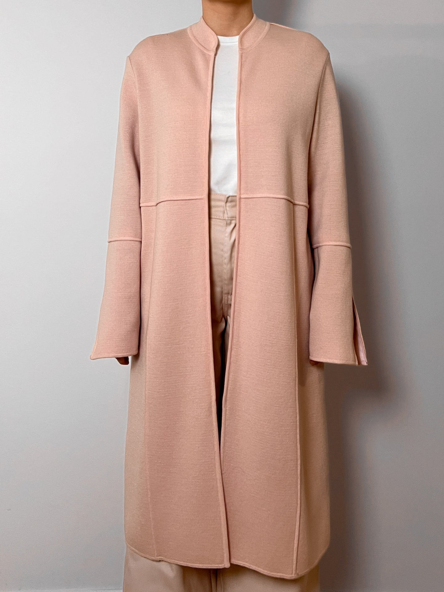 Pure wool pink long cardigan