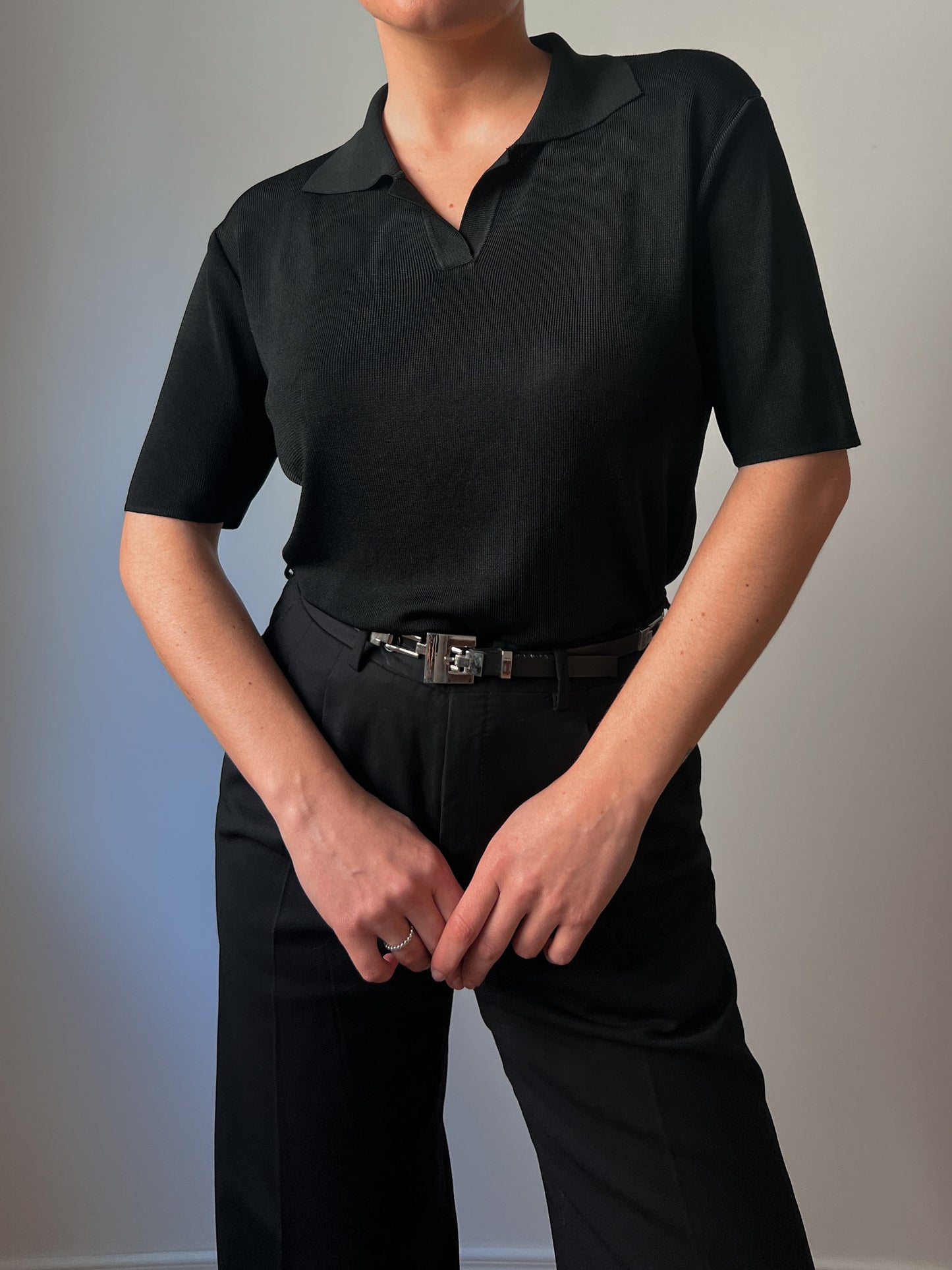 Pure viscose black polo