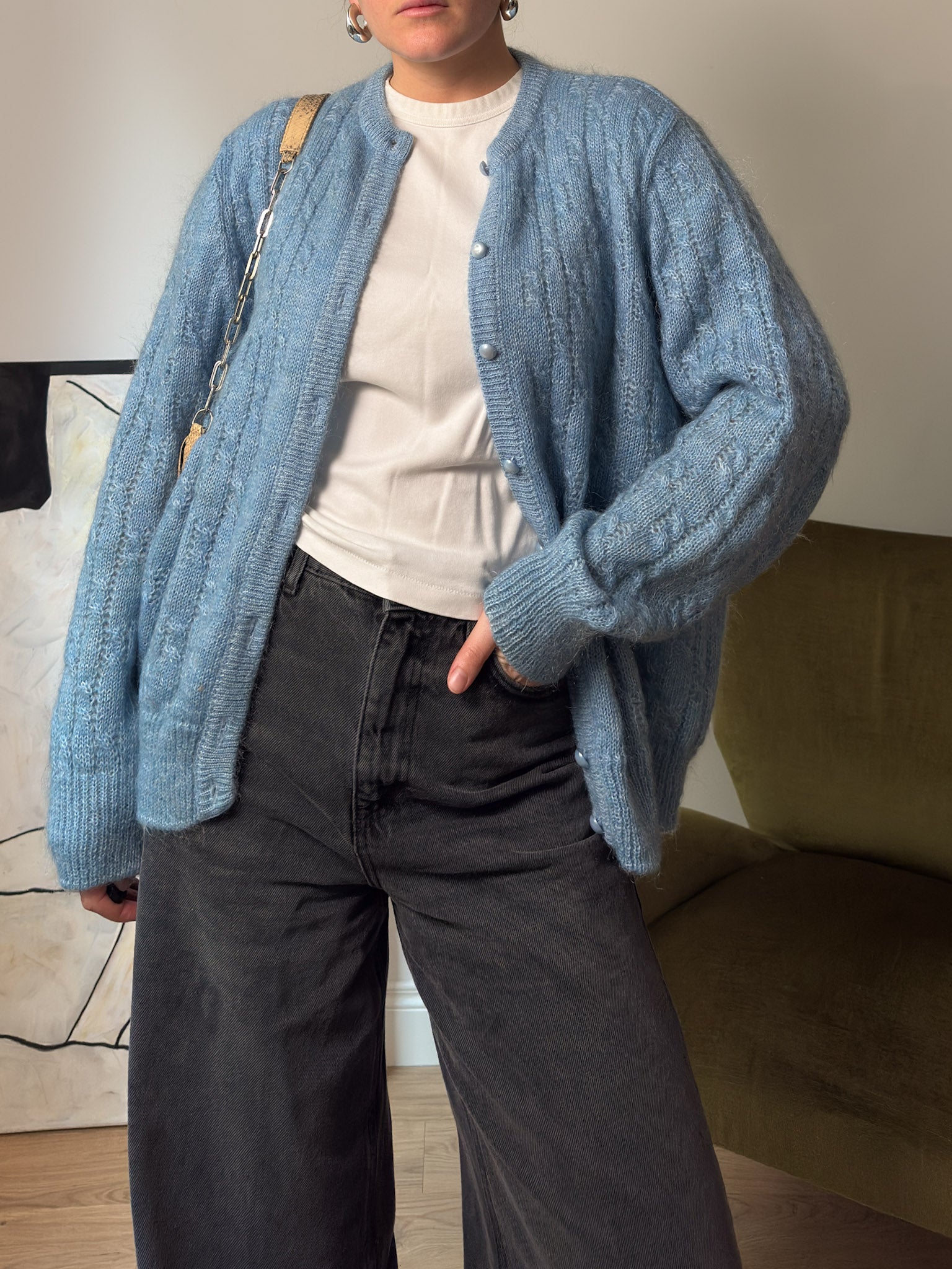 Kid mohair sky cardigan