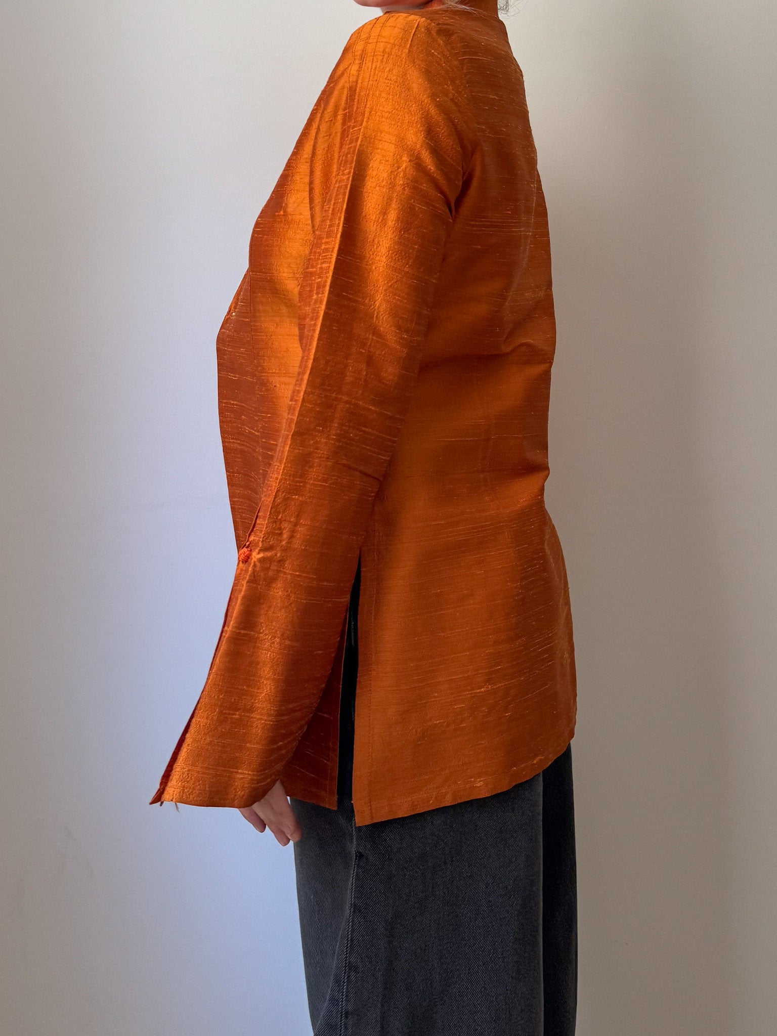 Shantung silk orange blouse