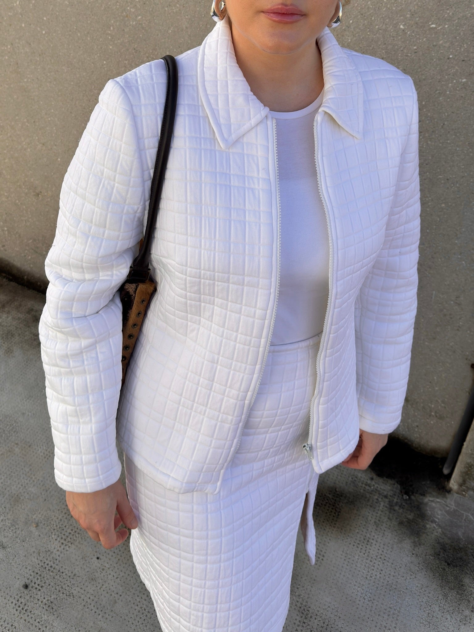 Quilted white suit