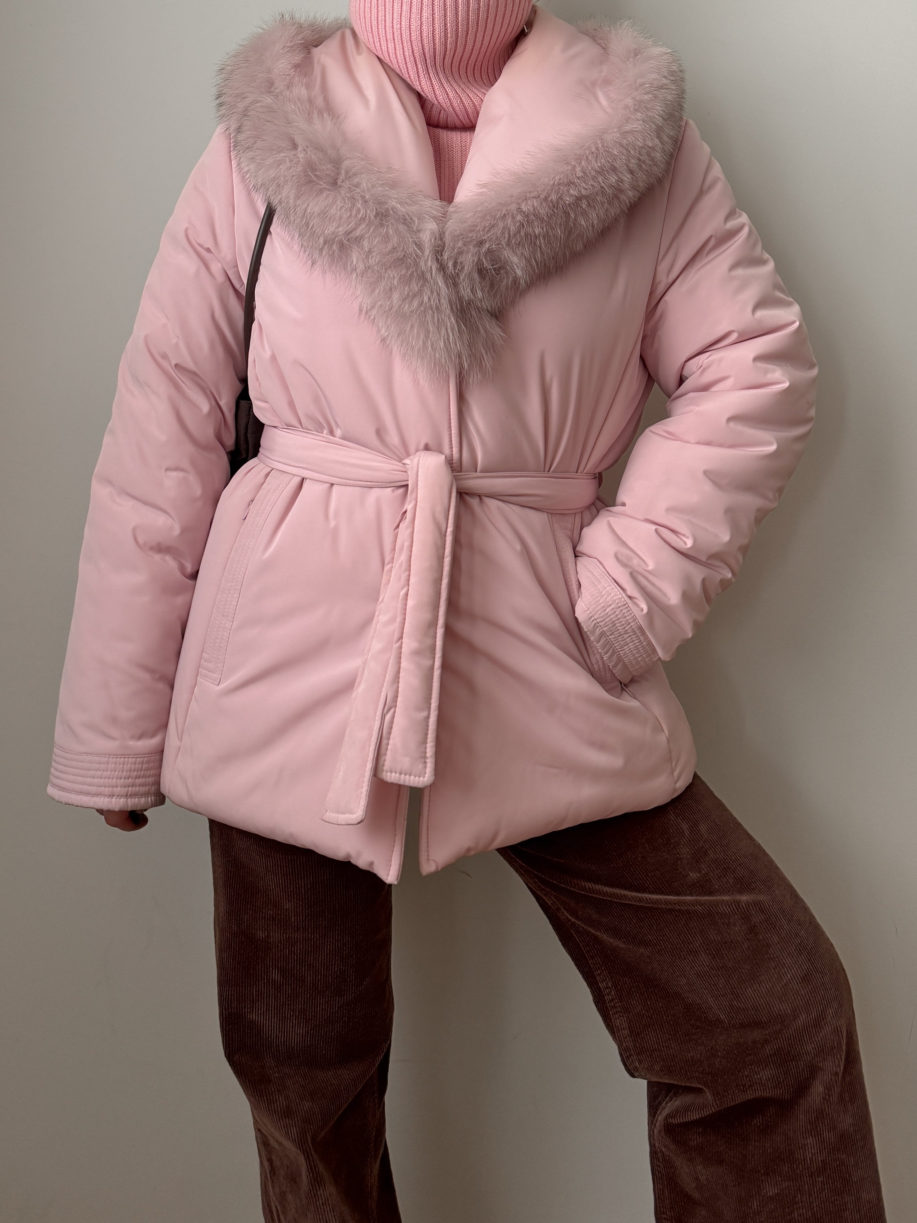 Padded jacket with real fur details