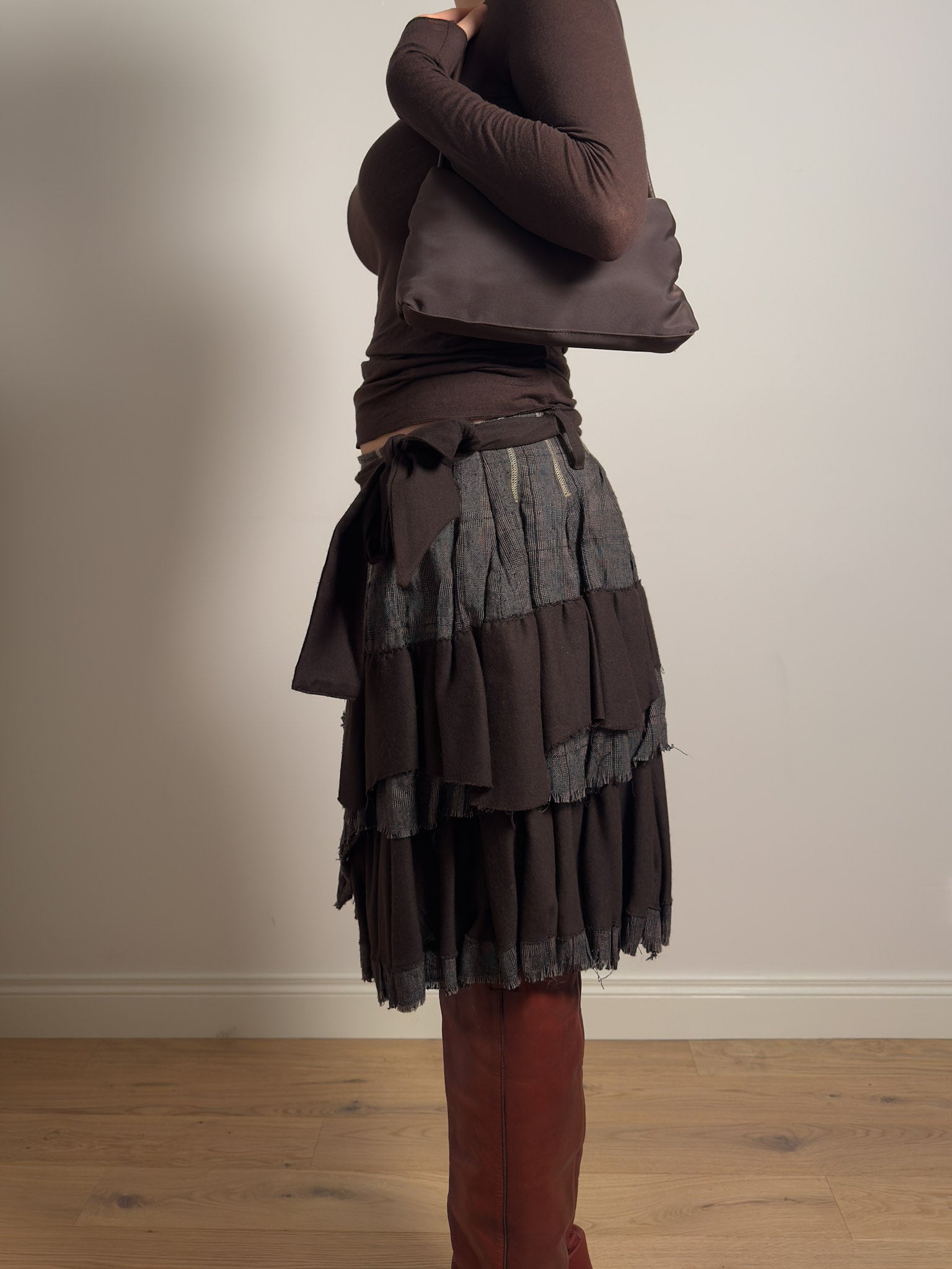 Cotton and wool brown skirt