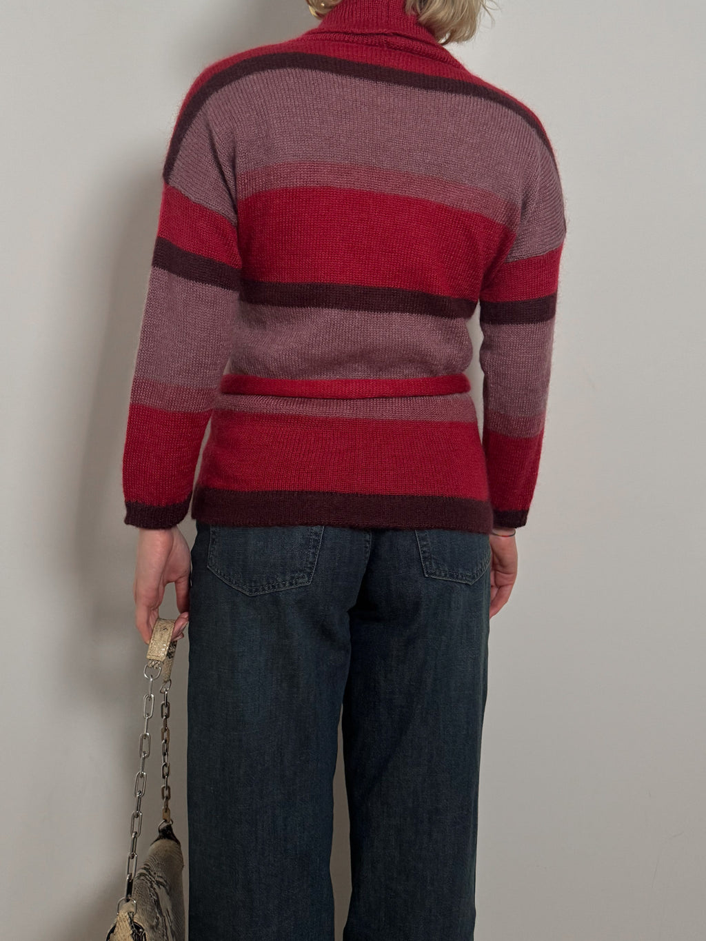 Pure wool striped cardigan