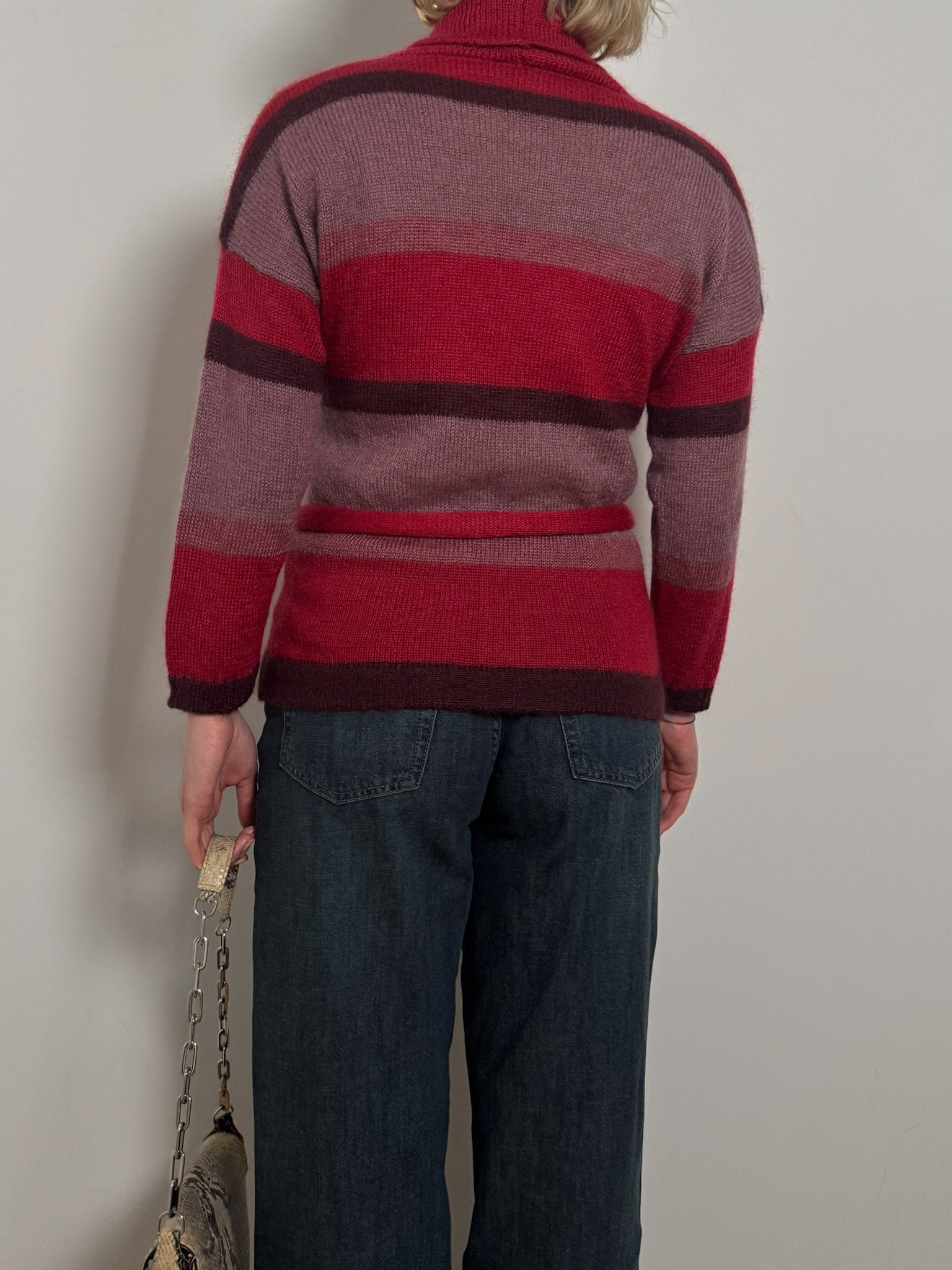Pure wool striped cardigan