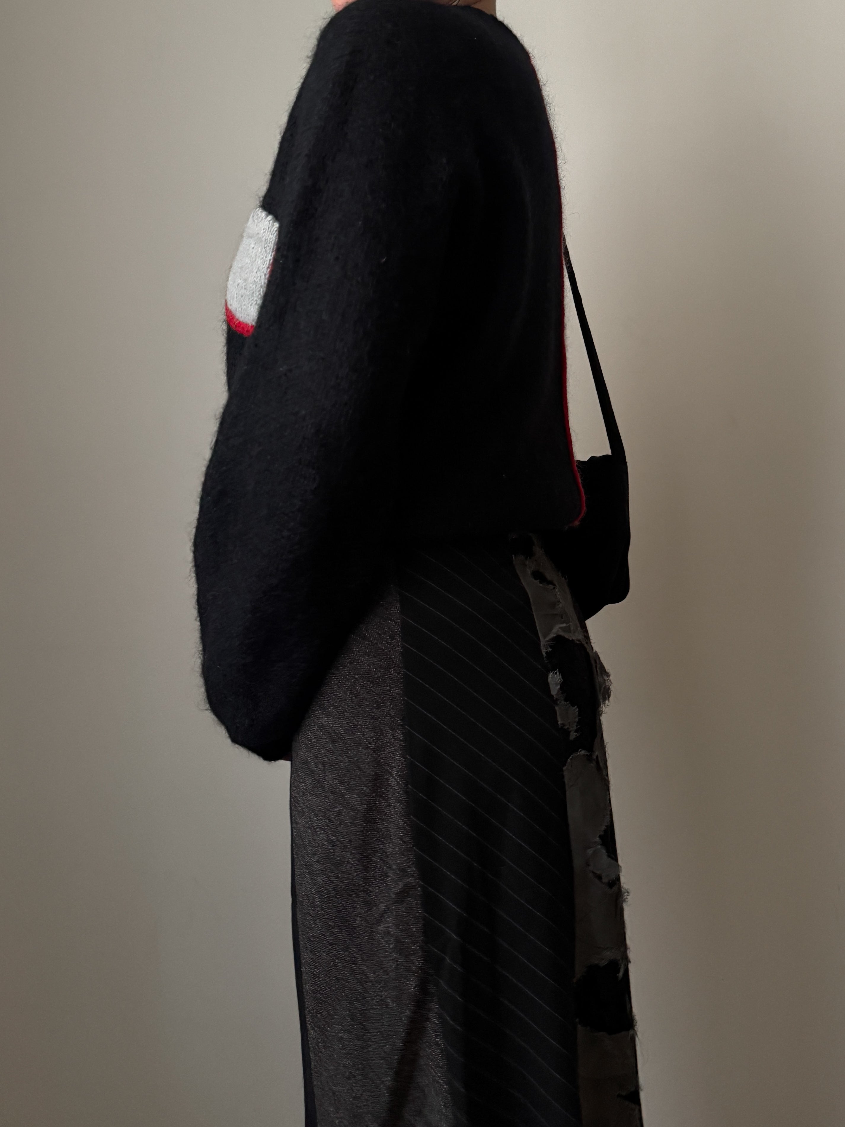 Wool and mohair black and grey pull