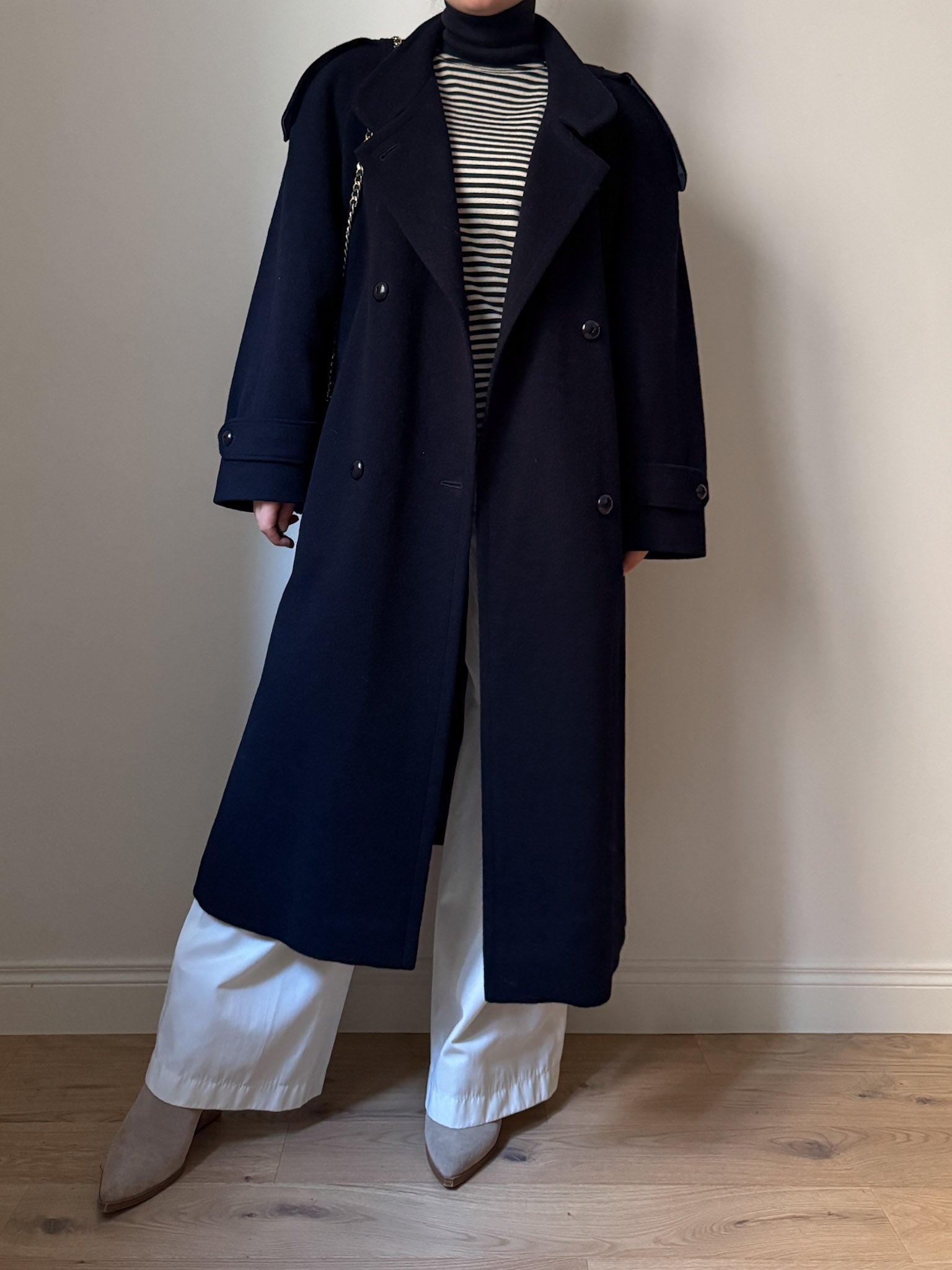 Wool and lambswool blue coat