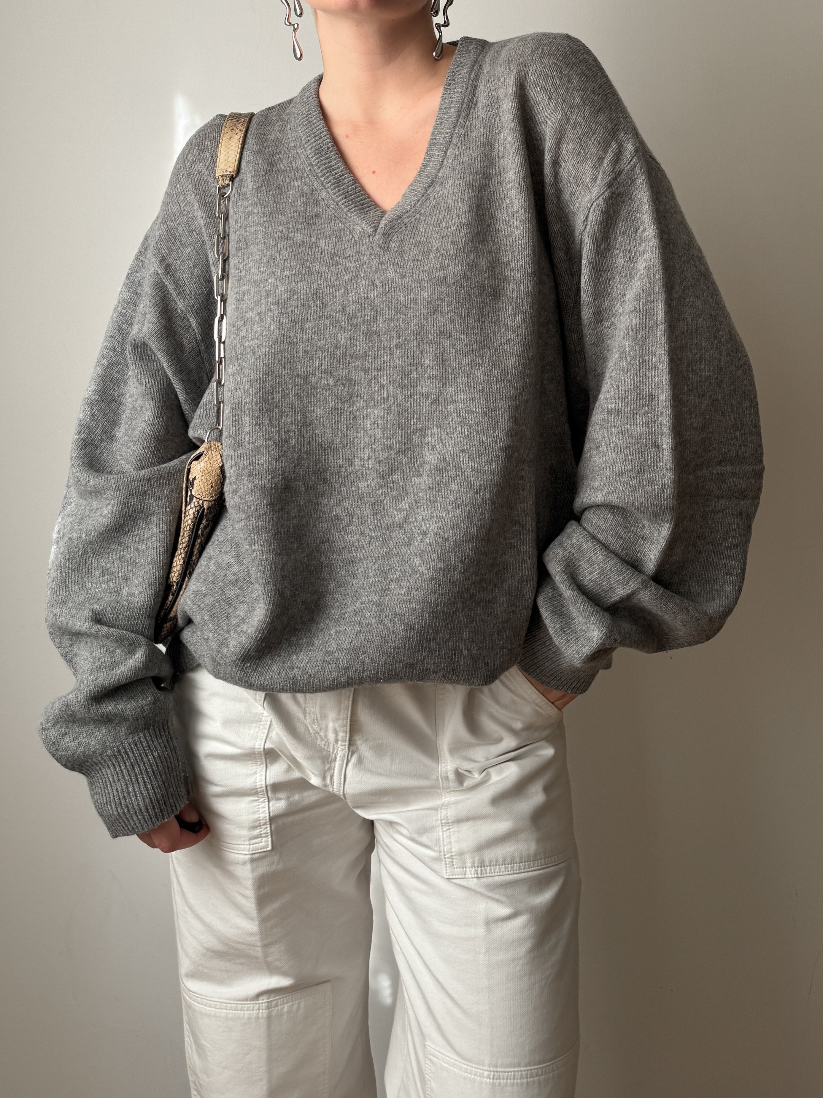 Lambswool grey maxi pull