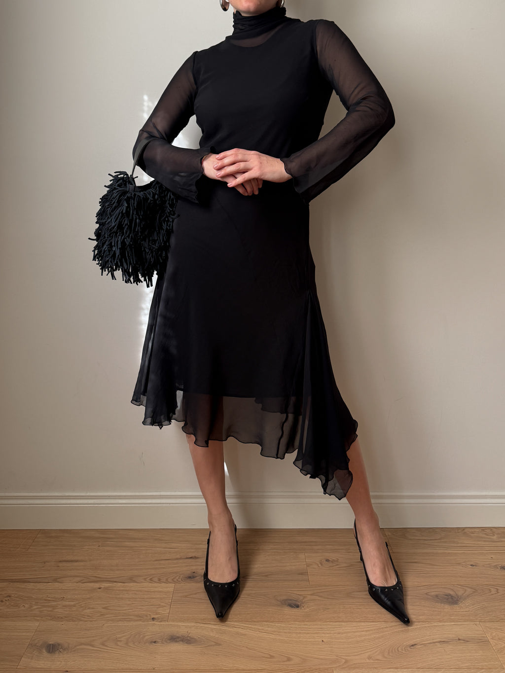 Pure silk black dress