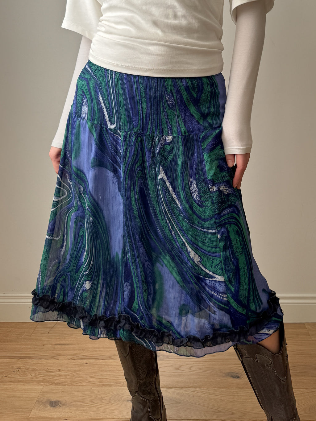 Pure viscose printed skirt