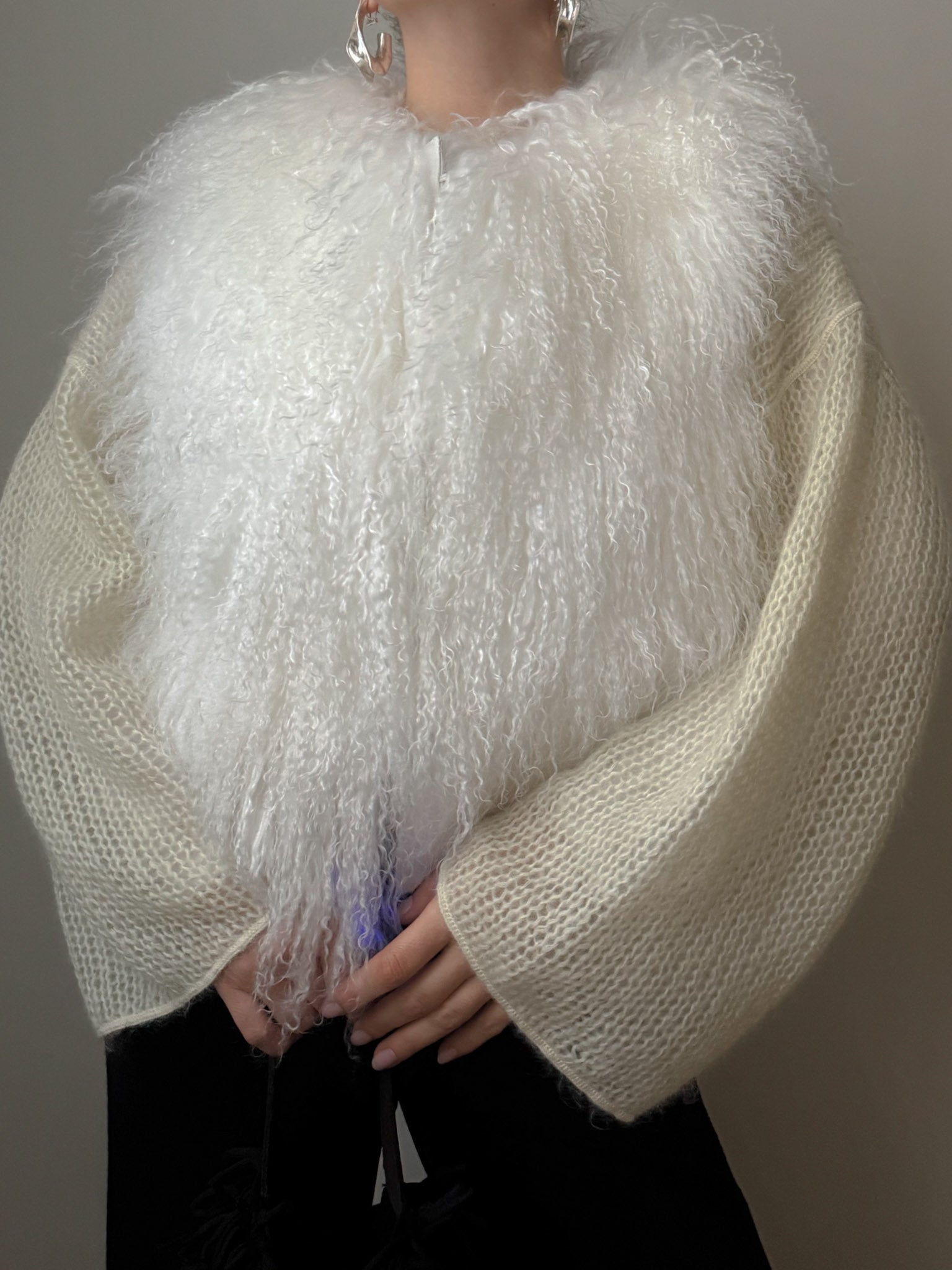 Real mongolian white vest