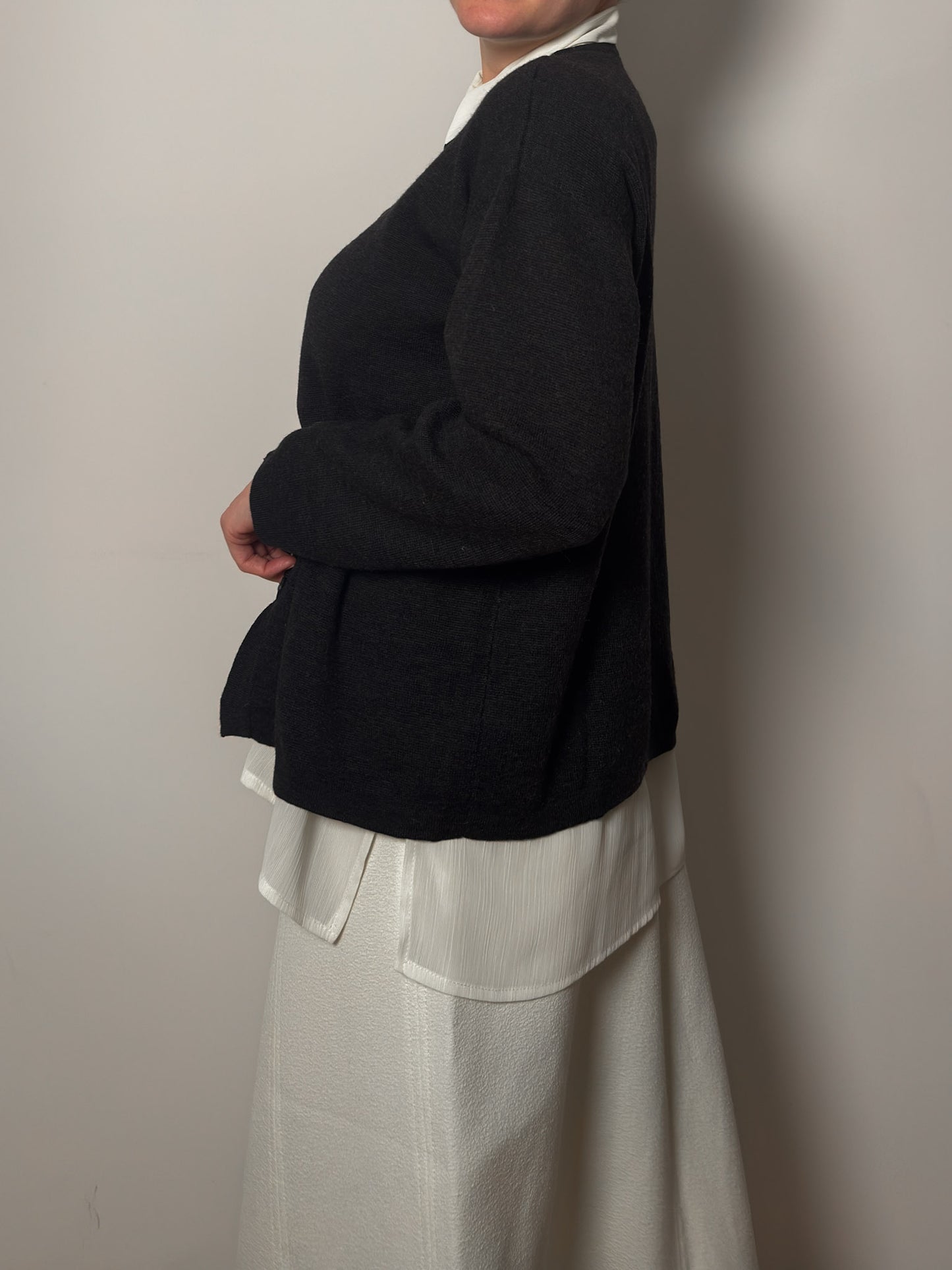 Pure merino wool anthracite cardigan