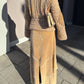 Velvet camel long skirt