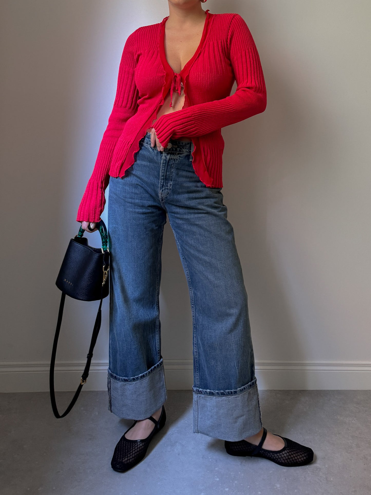 Viscose and cotton red cardigan