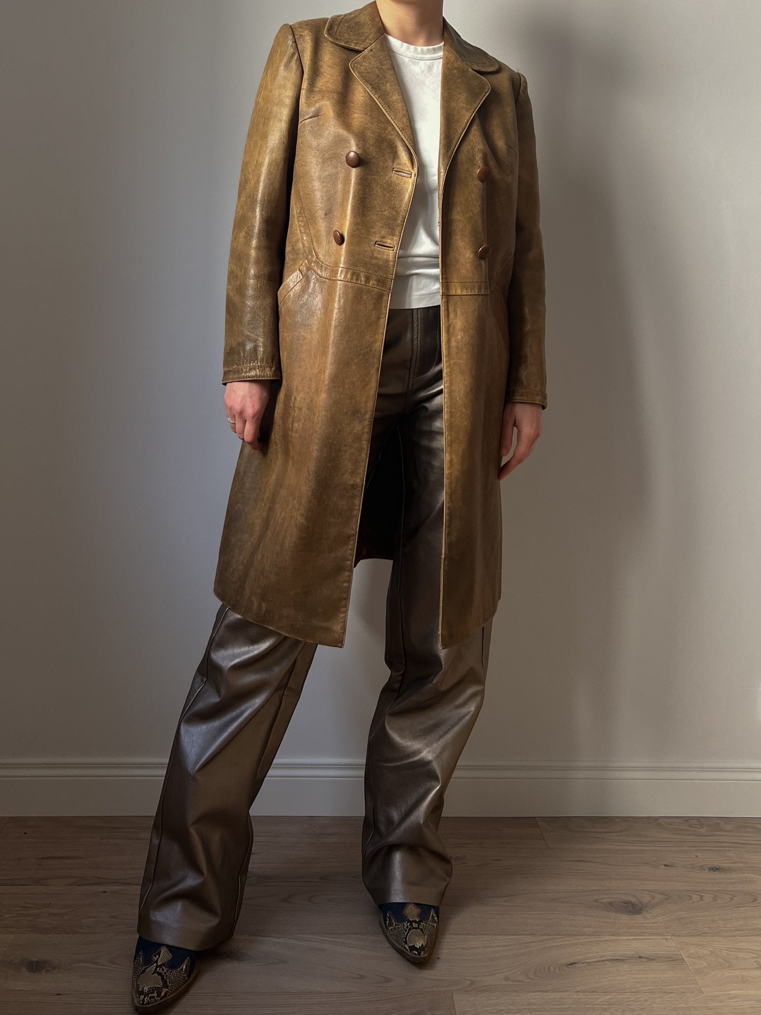 Real leather distressed jacket