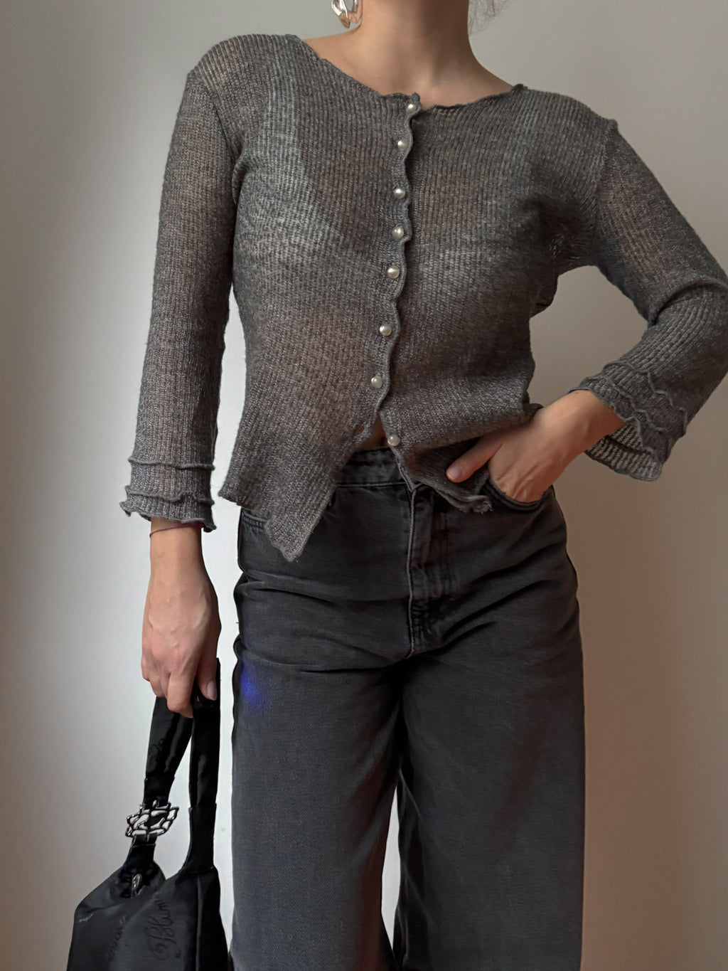 Moschino wool blend grey cardigan