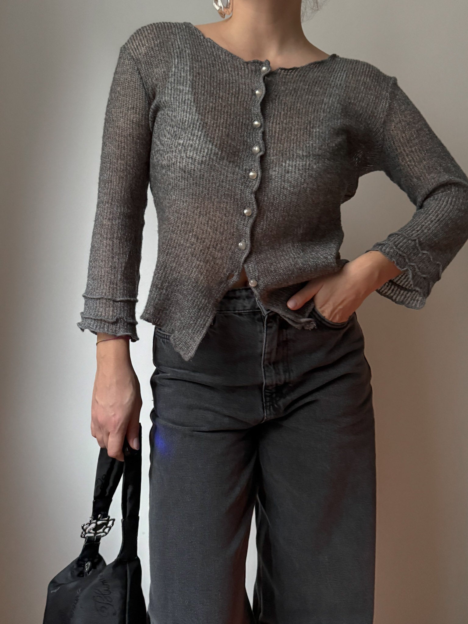 Moschino wool blend grey cardigan