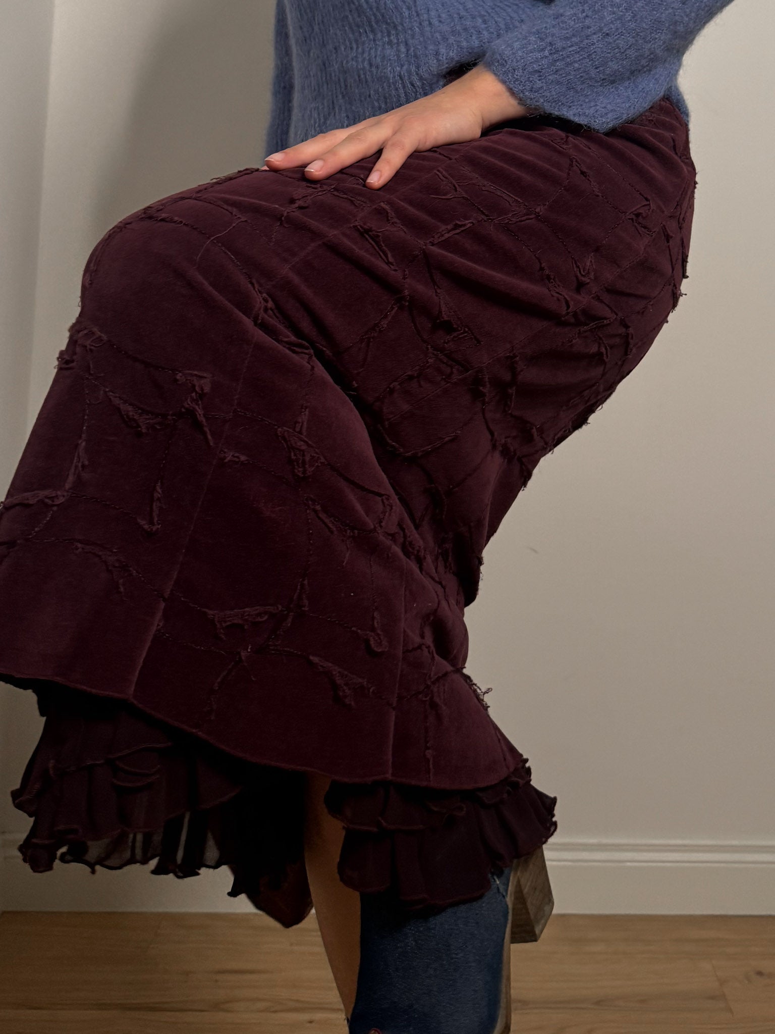 Velvet burgundy skirt