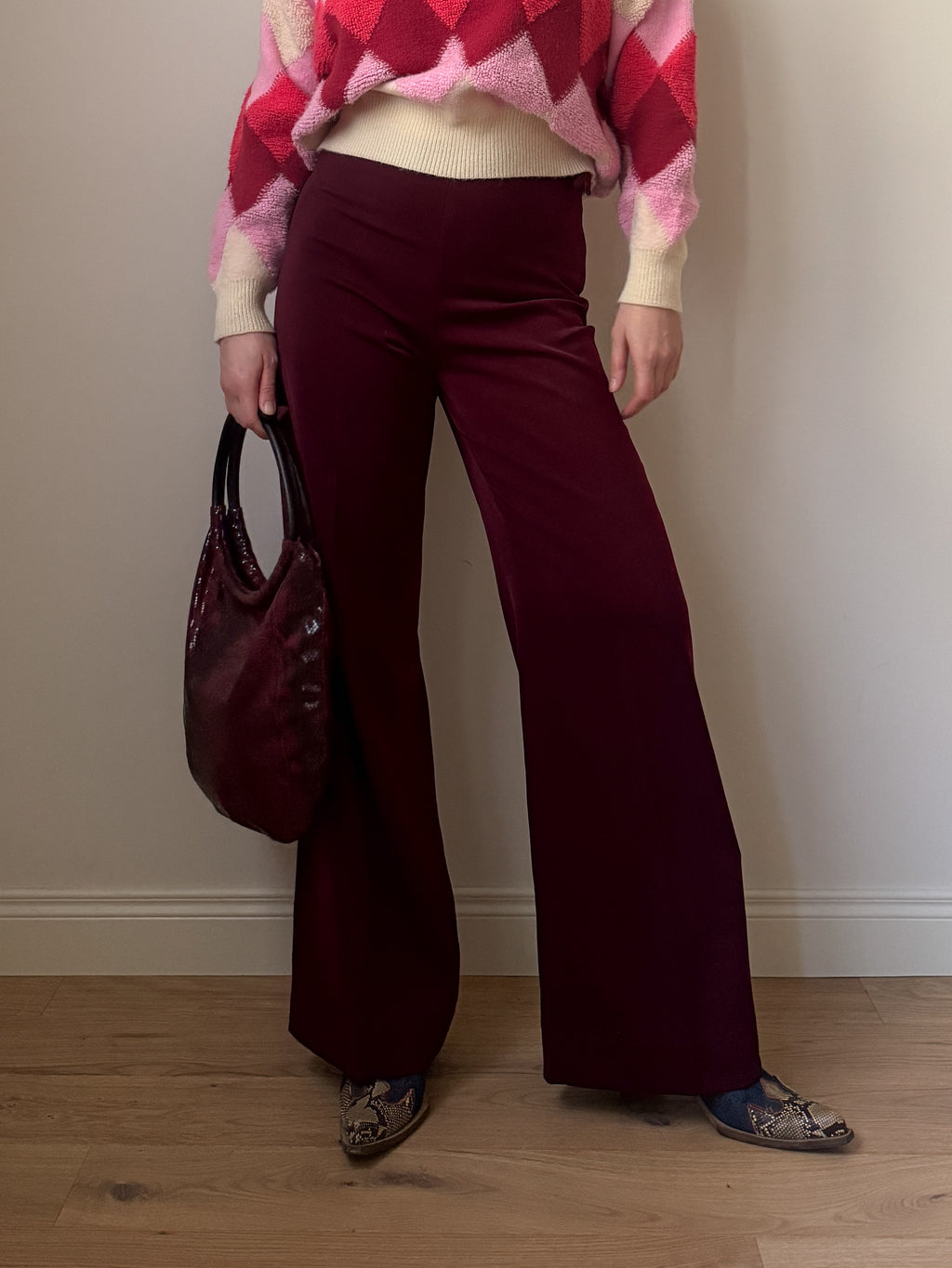 Rayon burgundy pants