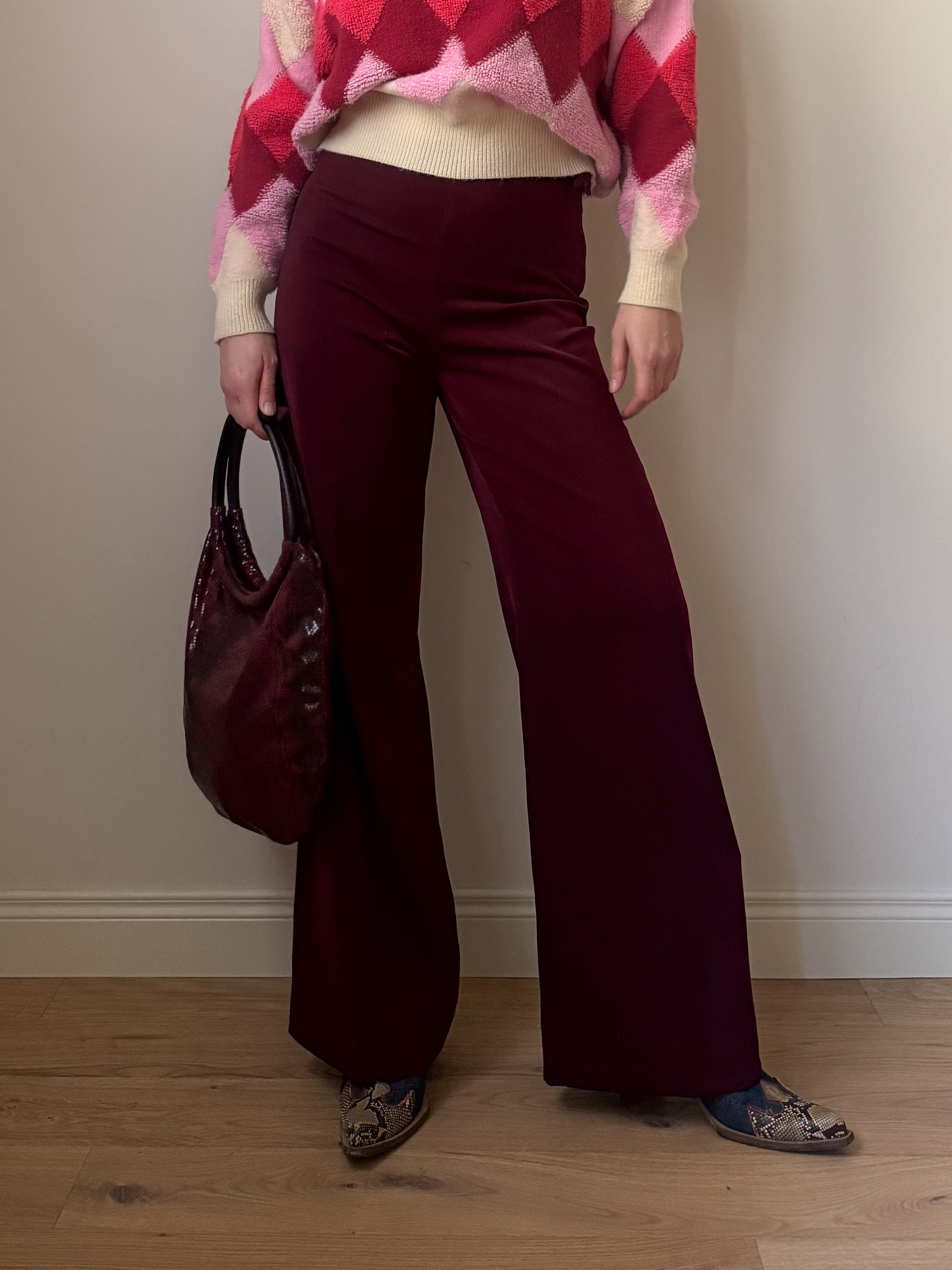 Rayon burgundy pants