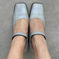 Genuine leather grey slingback