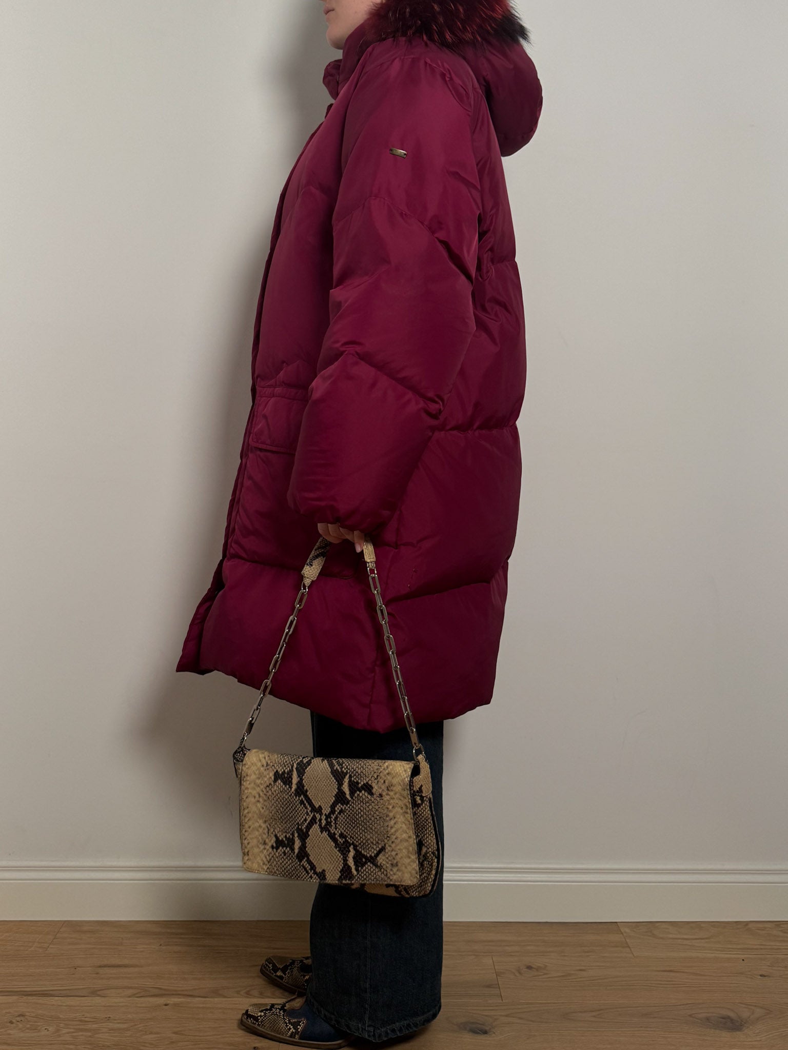 Real down burgundy puffer