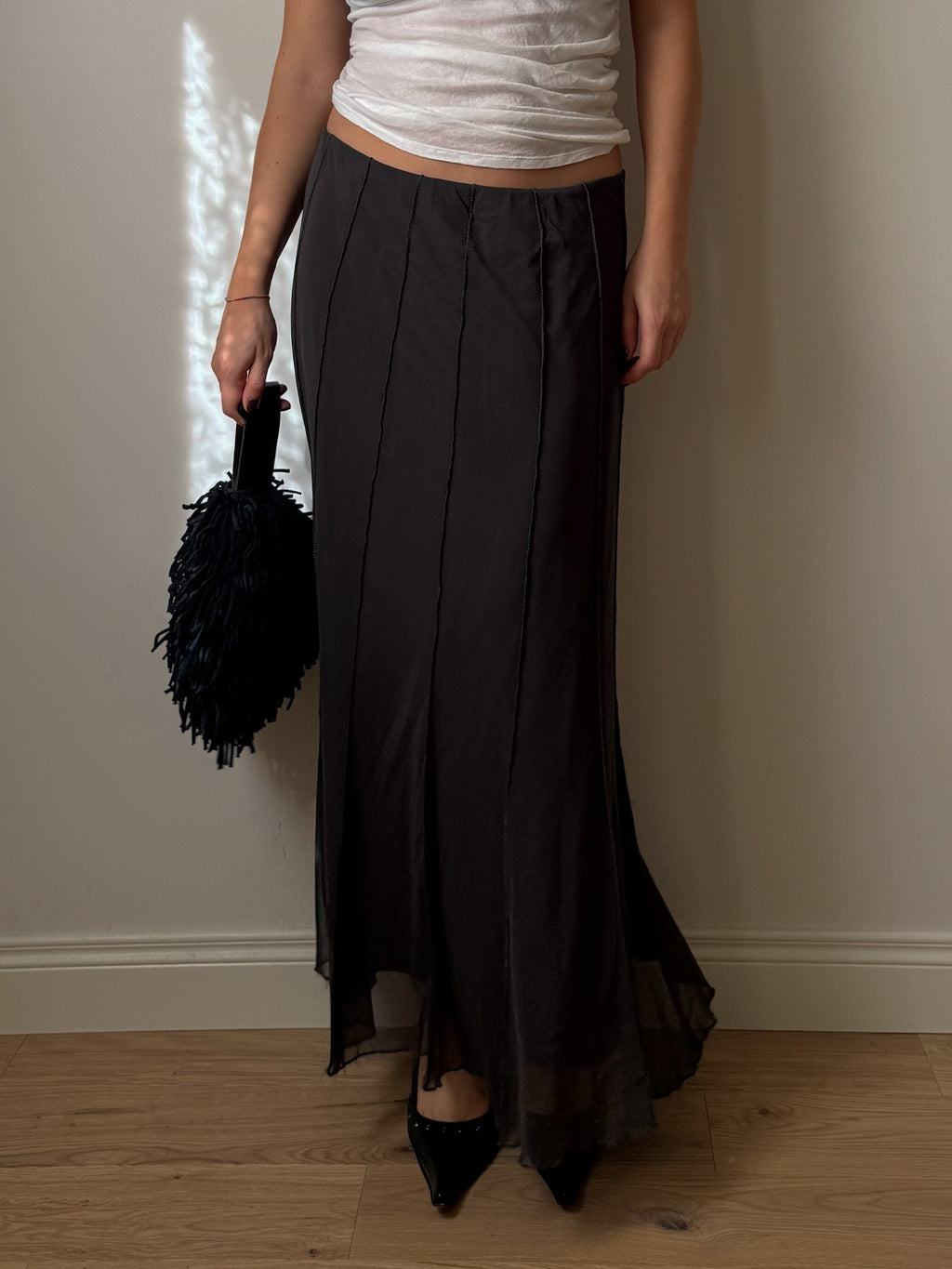 Mesh dark grey skirt