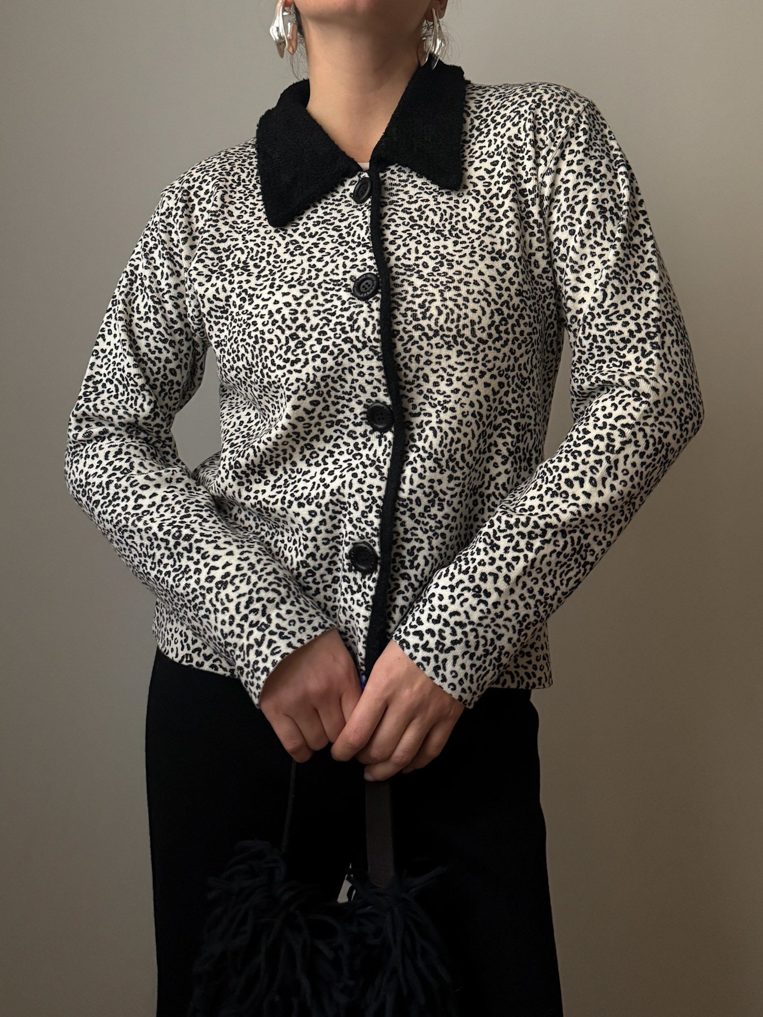Merino wool animalier cardigan