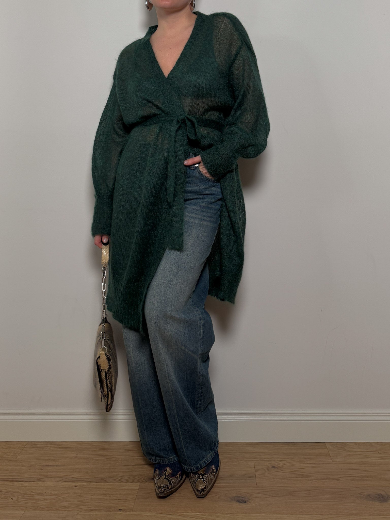 Mohair green maxi cardigan