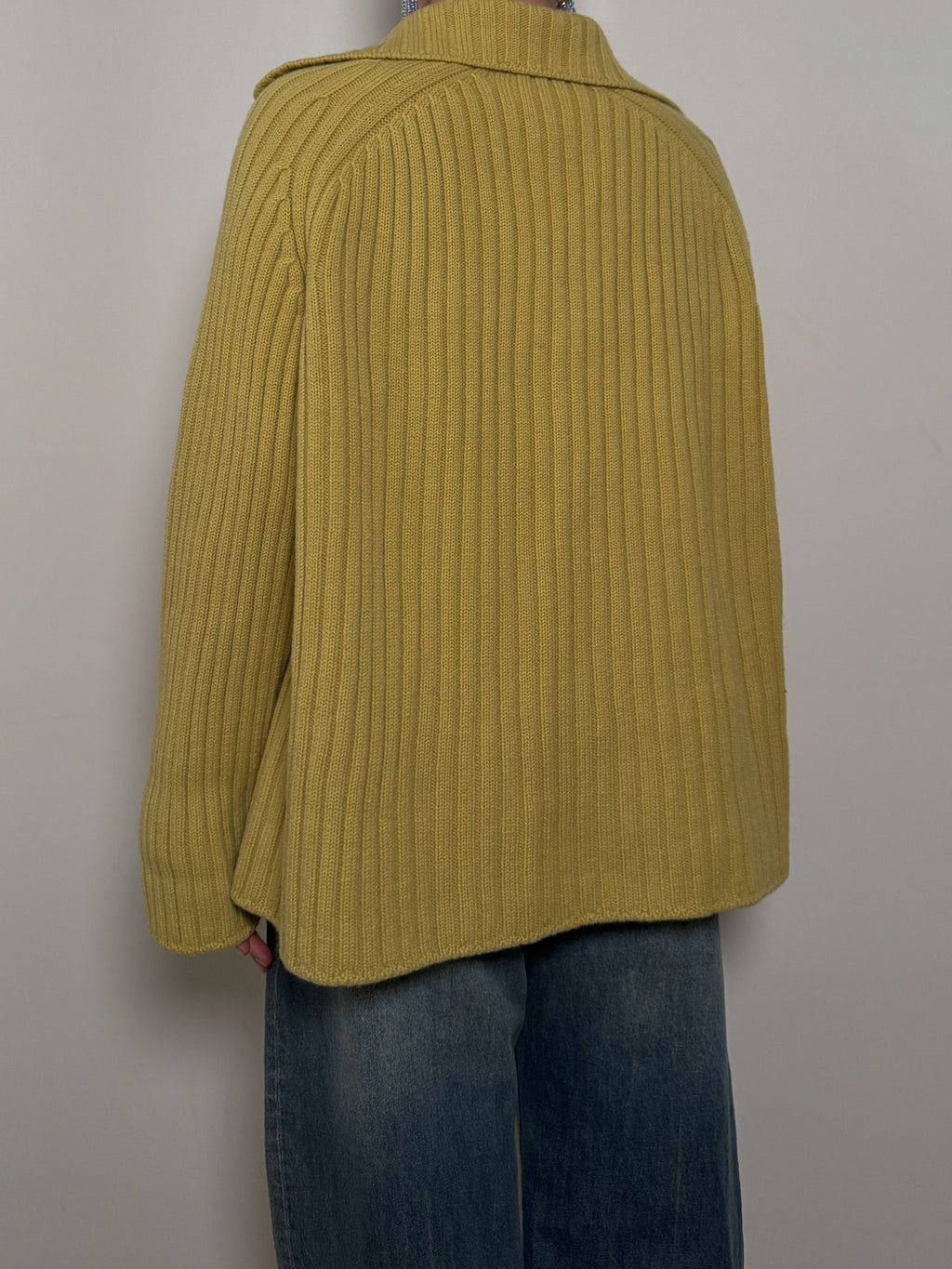 Pure virgin wool yellow cardigan
