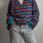 Wool embroidered striped cardigan