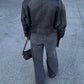 Genuin leather black bomber