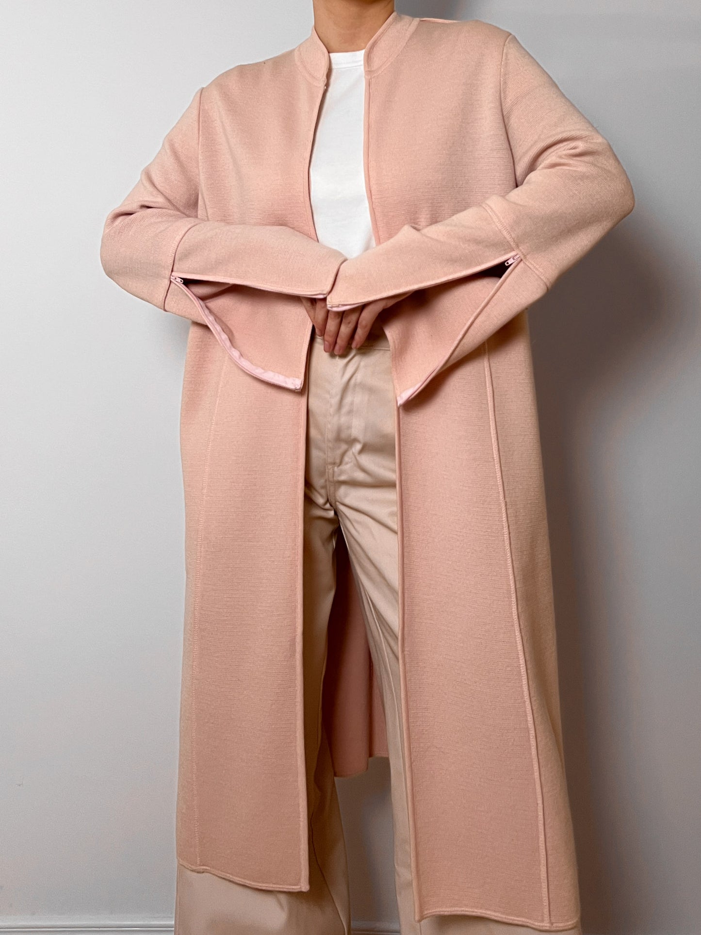 Pure wool pink long cardigan