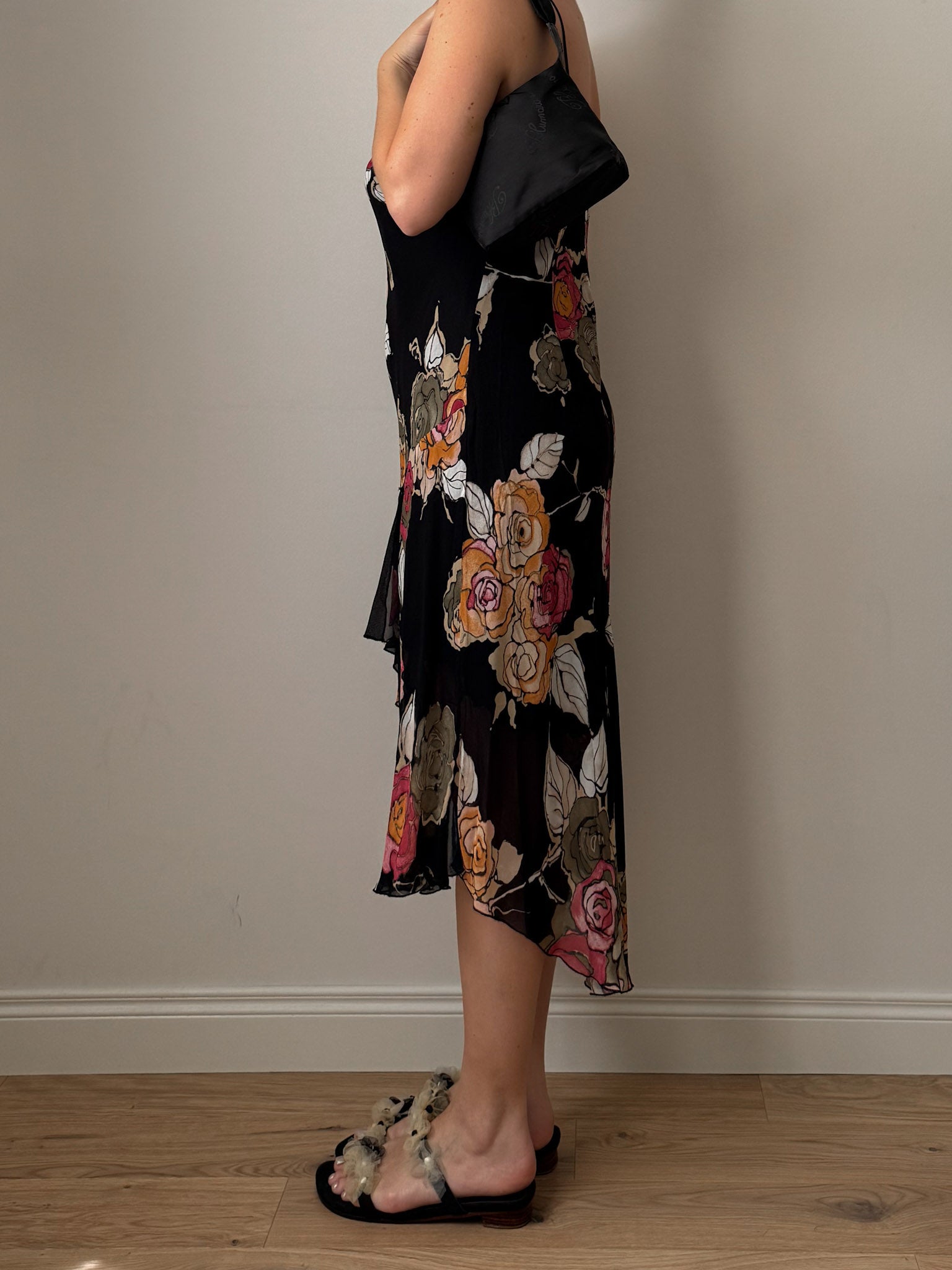 Viscose floral black dress