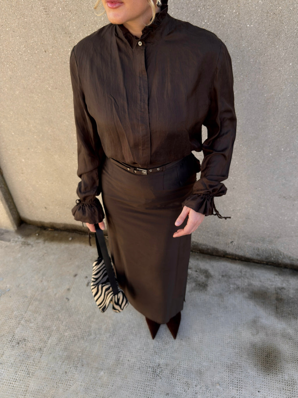 Pure silk chocolate blouse