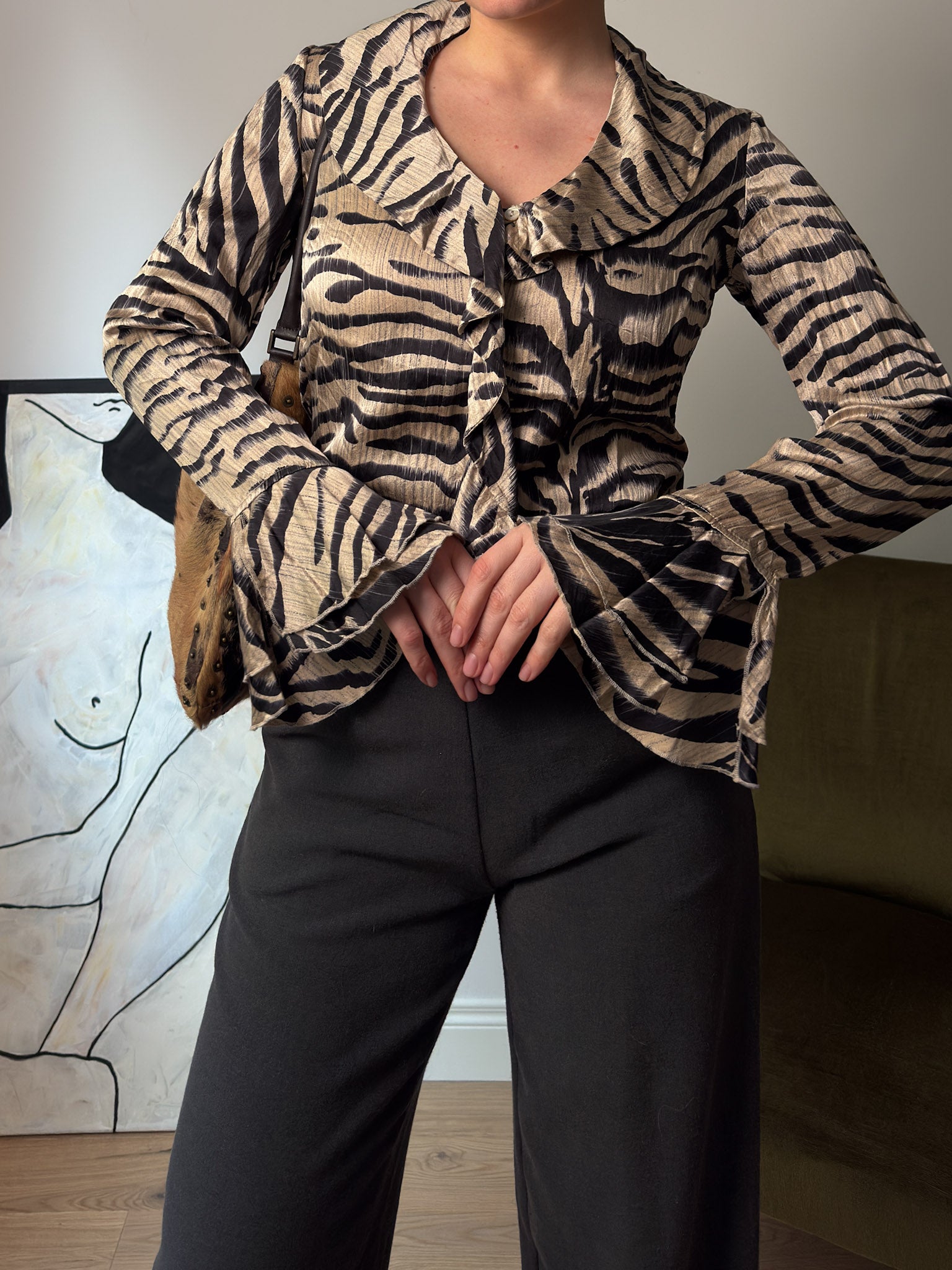 Pure silk animalier blouse