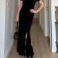 Pure velvet black long dress