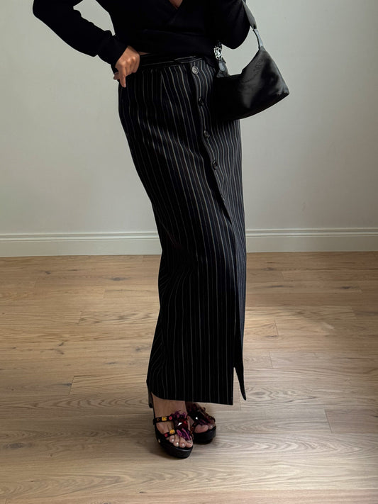 Pinstriped black skirt