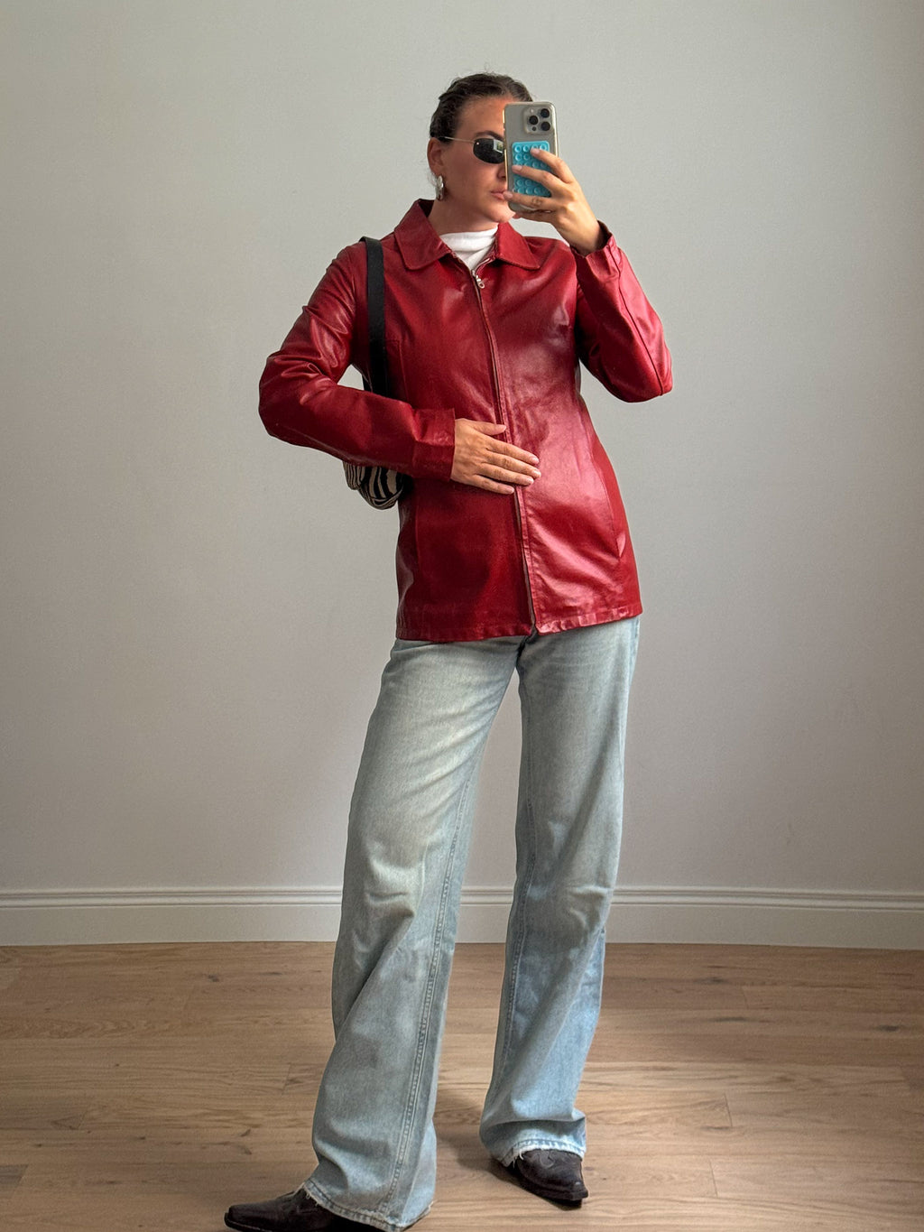 Real leather red jacket